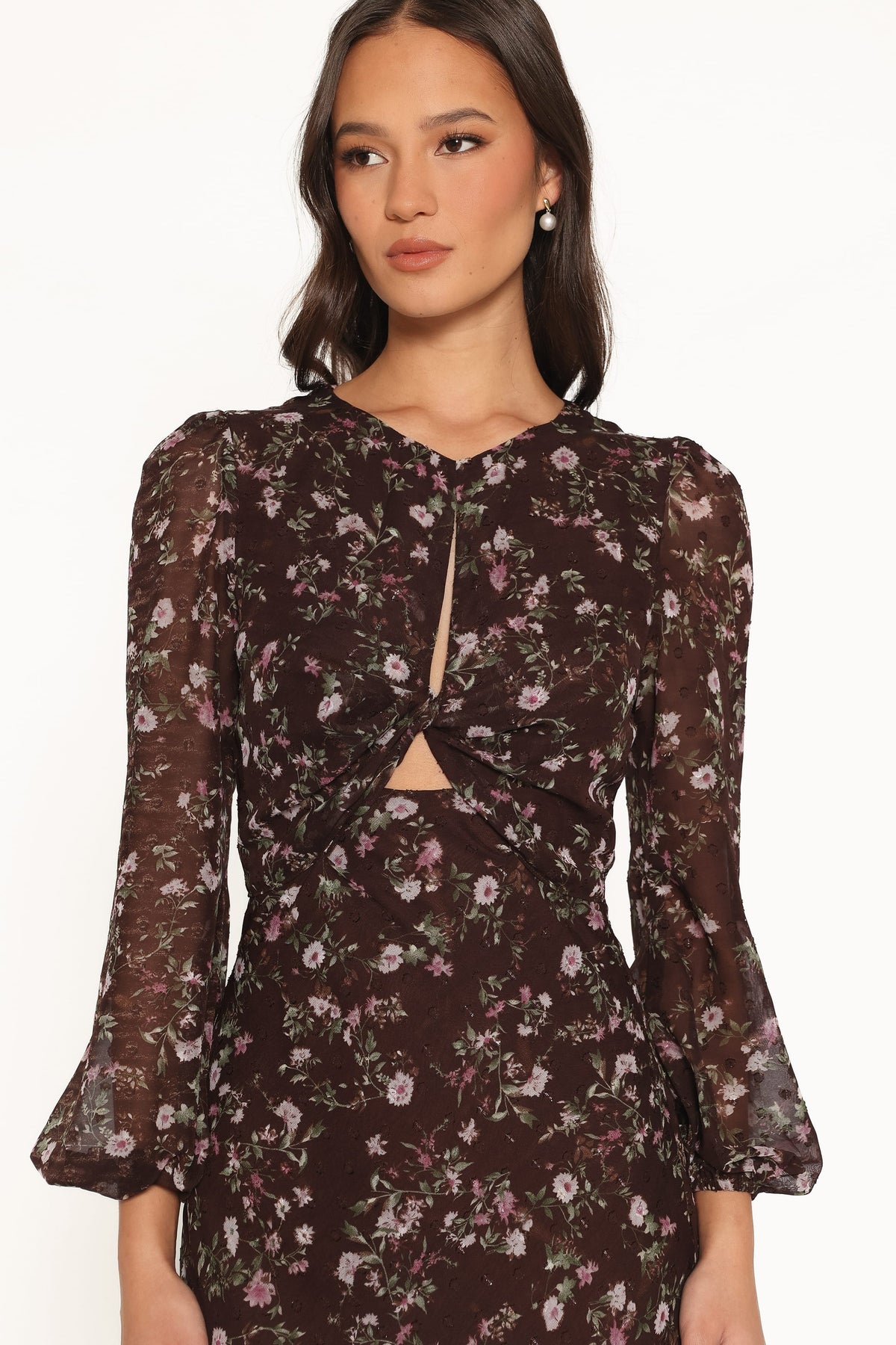Rosalyn Maxi Dress - Brown Lilac Floral