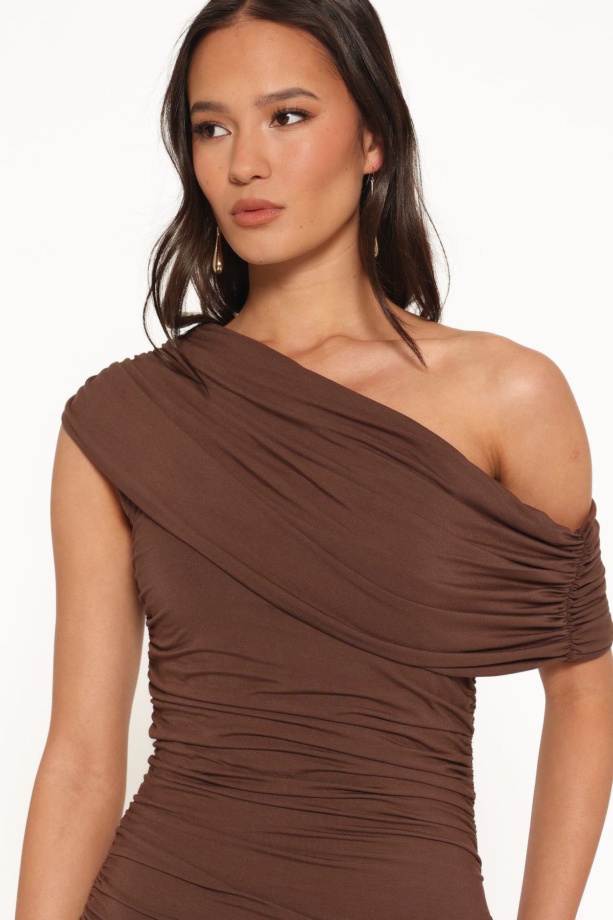 Sharmay Off Shoulder Maxi Dress - Brown