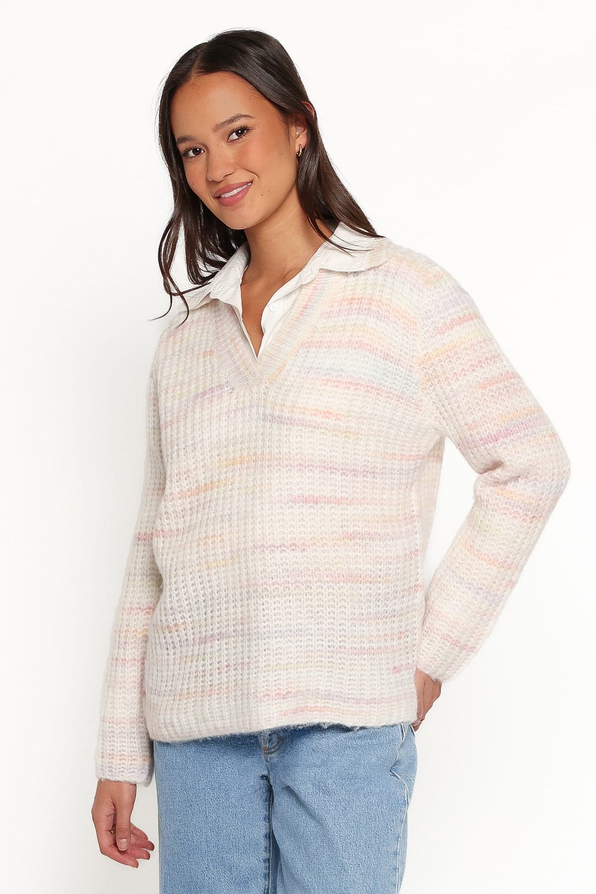 Alyx Spacedye Polo Sweater - Pink Multi