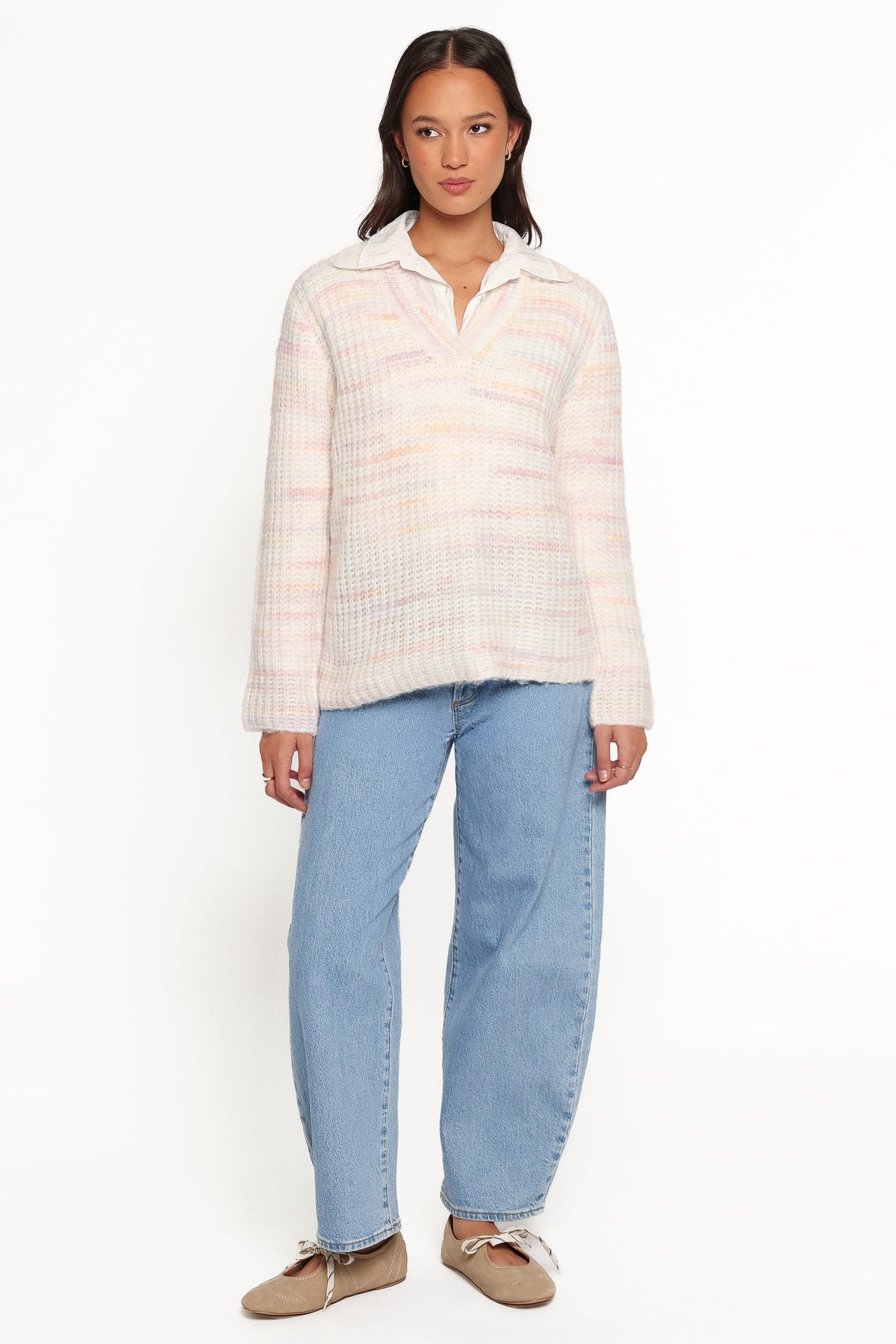 Alyx Spacedye Polo Sweater - Pink Multi