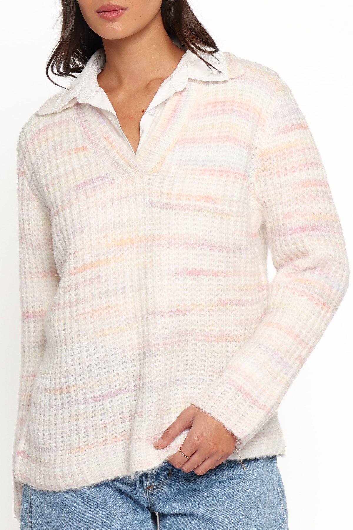 Alyx Spacedye Polo Sweater - Pink Multi