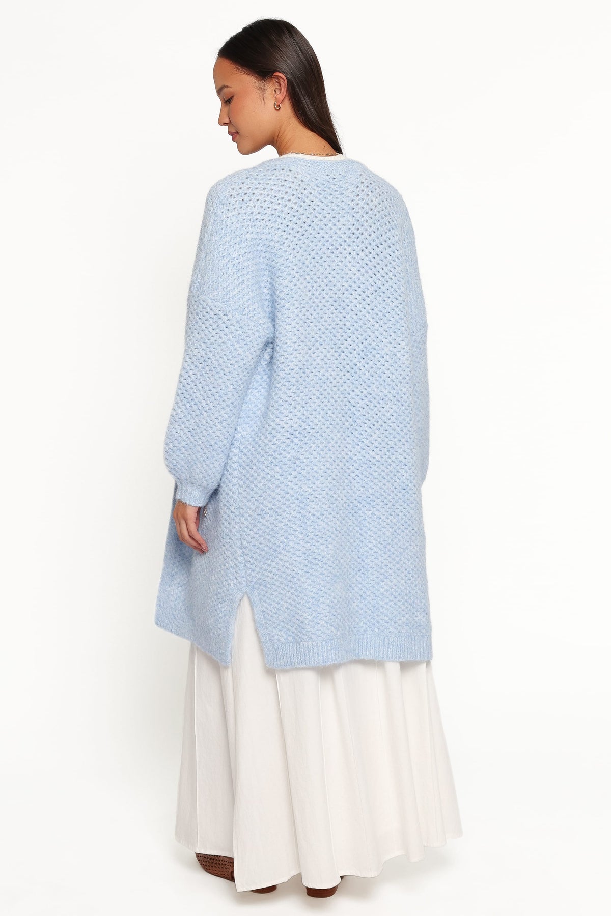 Carla Textured Long Cardigan - Light Blue
