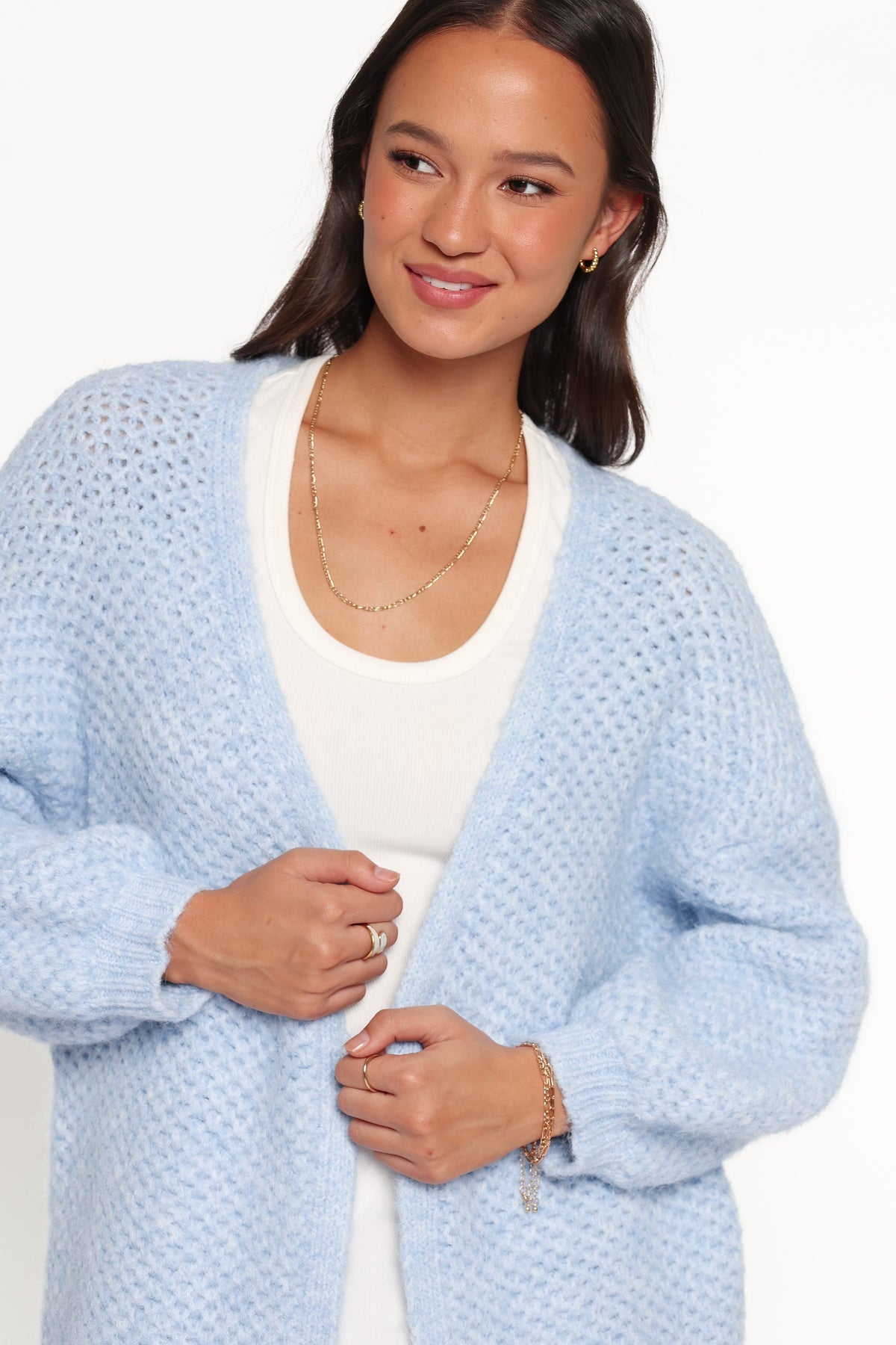 Carla Textured Long Cardigan - Light Blue