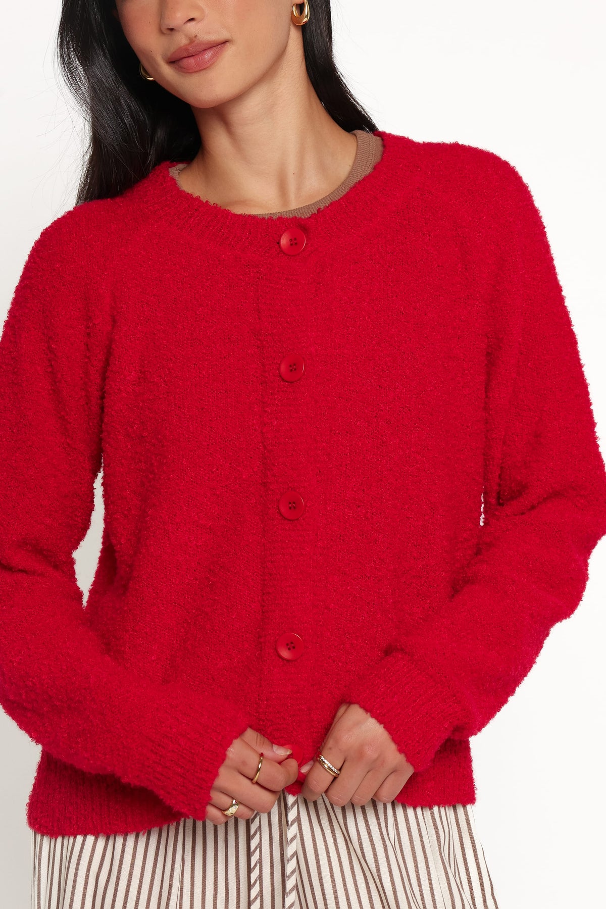 Finley Cropped Cardigan - Red