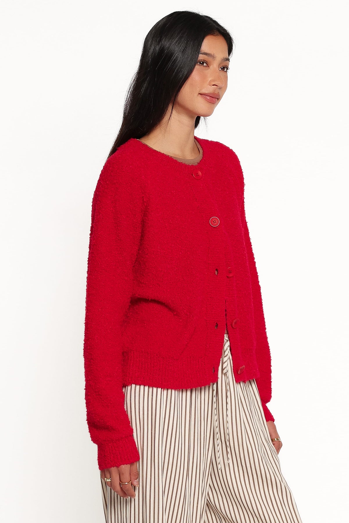 Finley Cropped Cardigan - Red