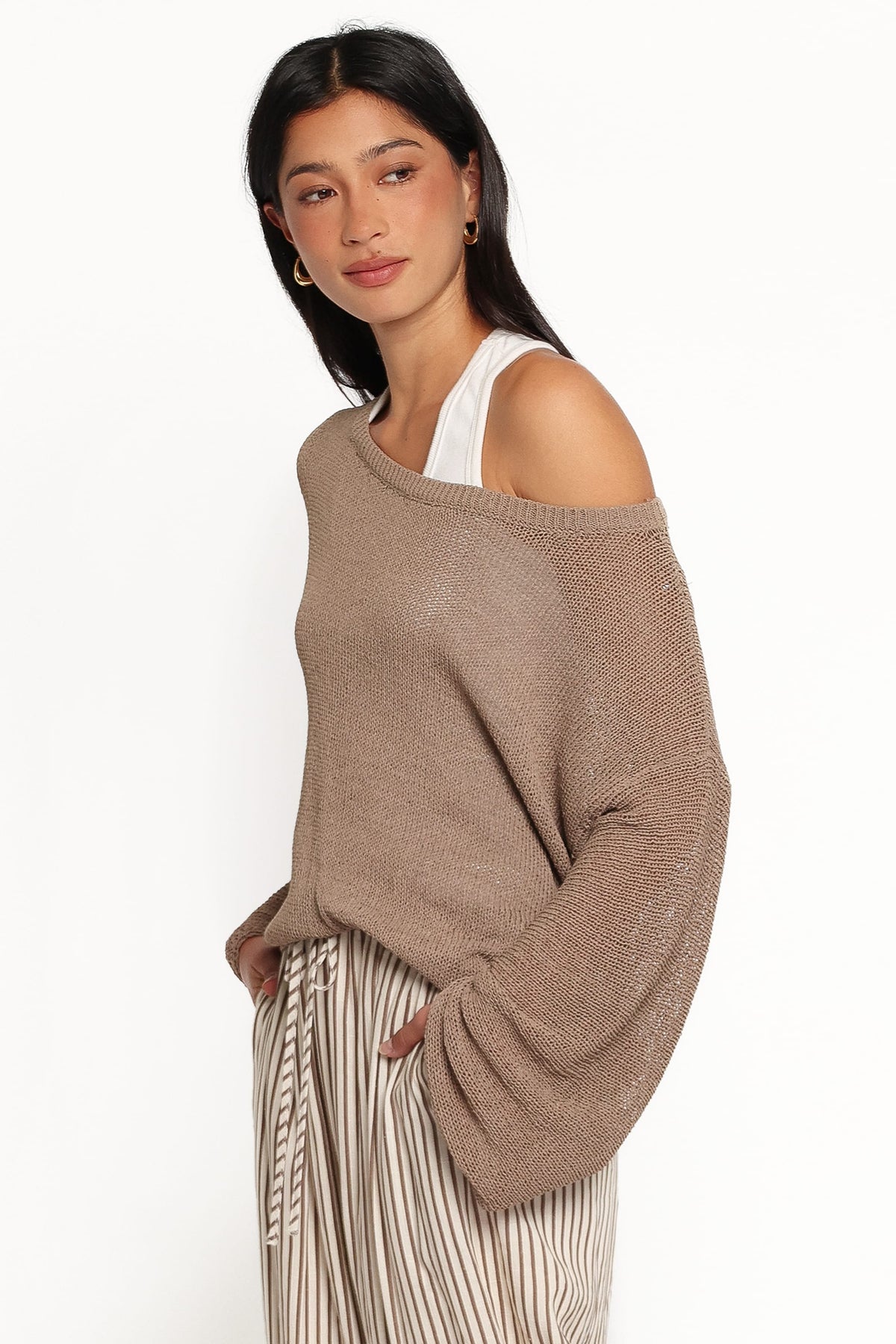 Florica Off Shoulder Sweater - Olive