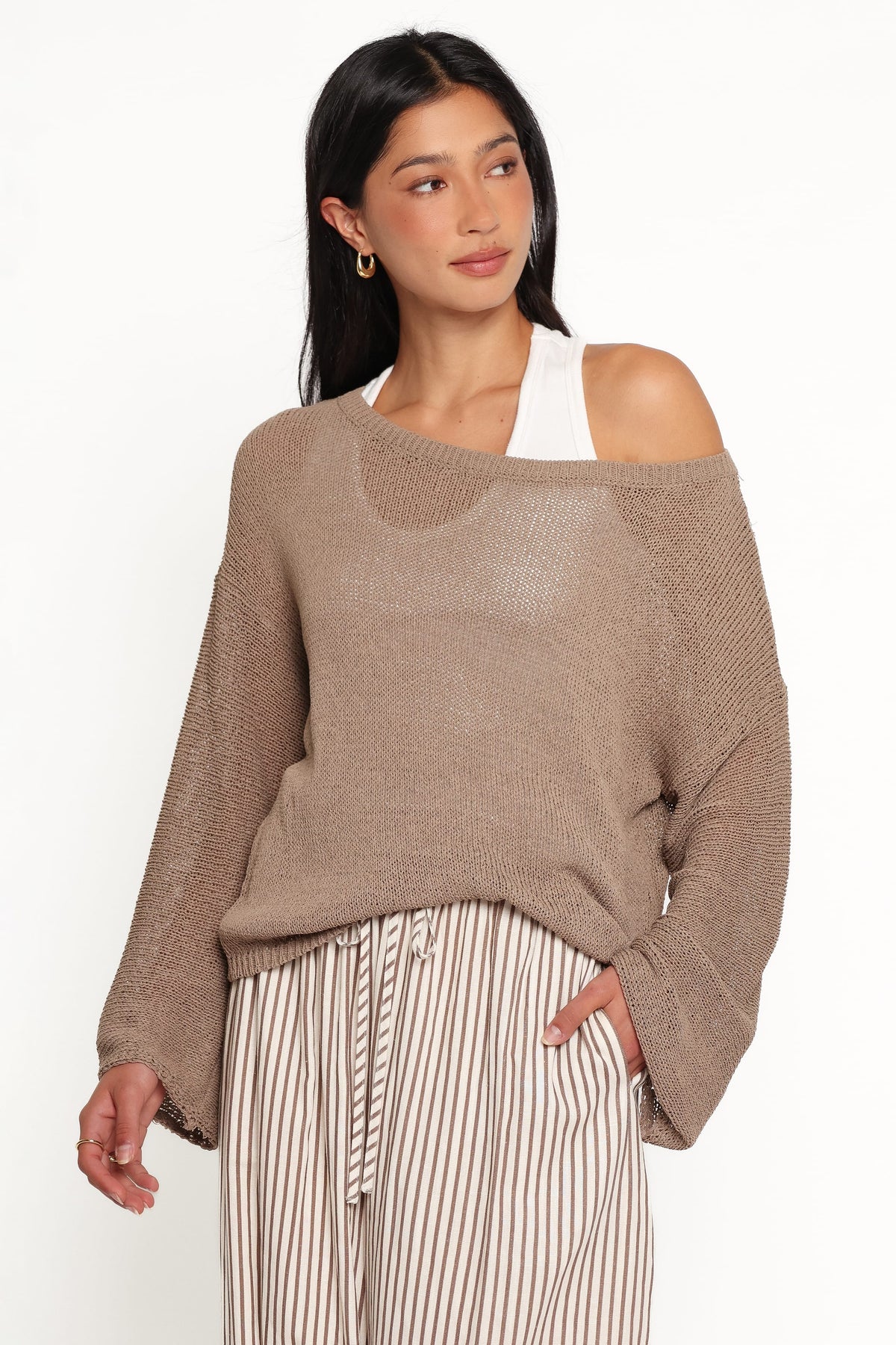 Florica Off Shoulder Sweater - Olive