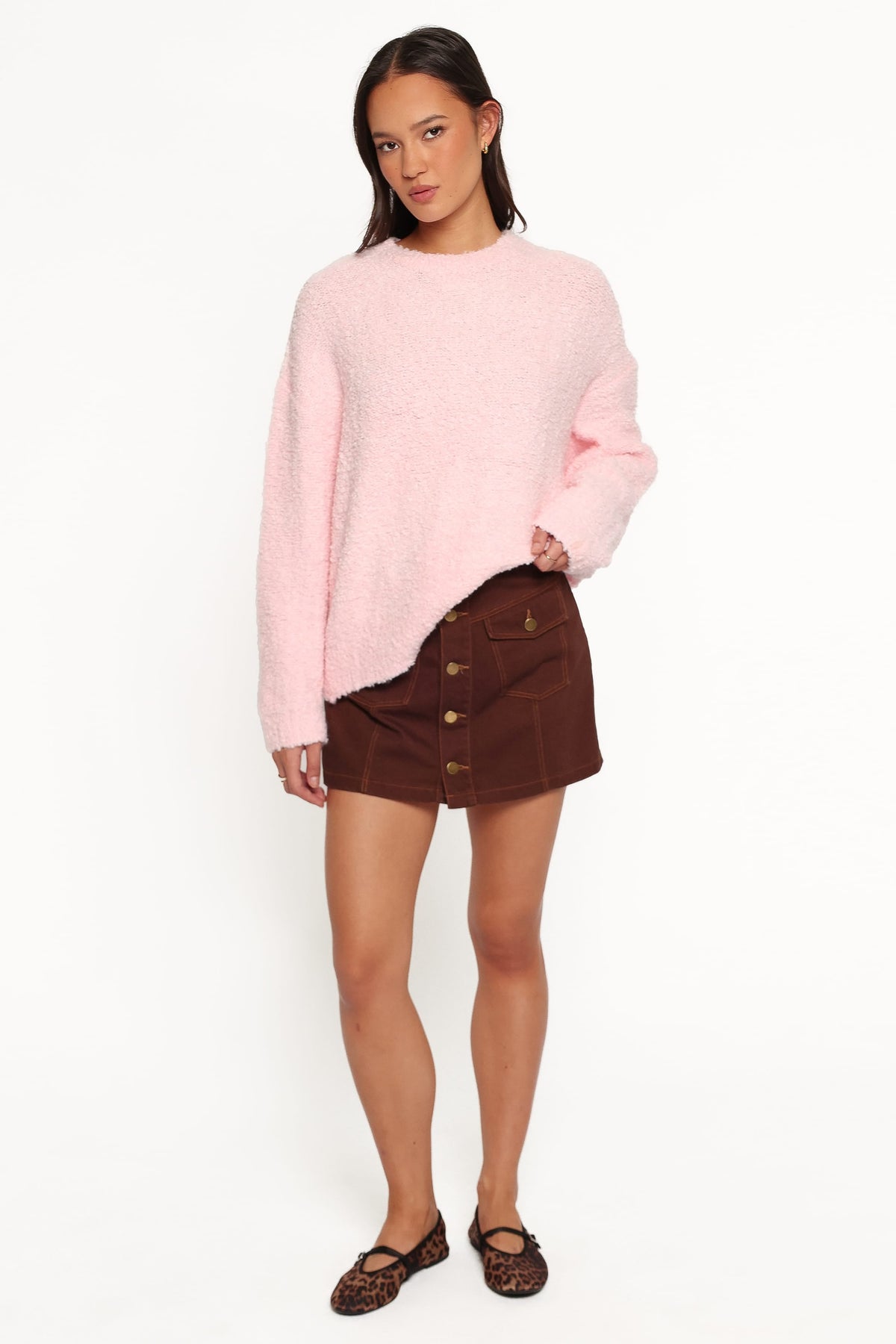Freida Boucle Knit Sweater - Pink