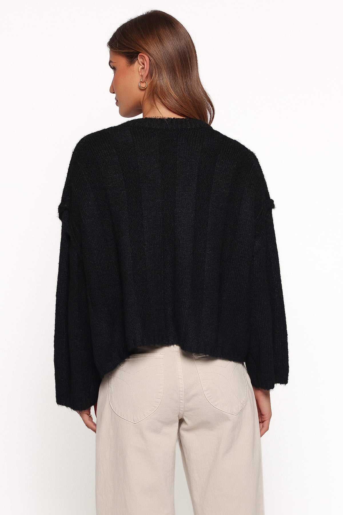 Mayven Boxy Wide Rib Sweater - Black