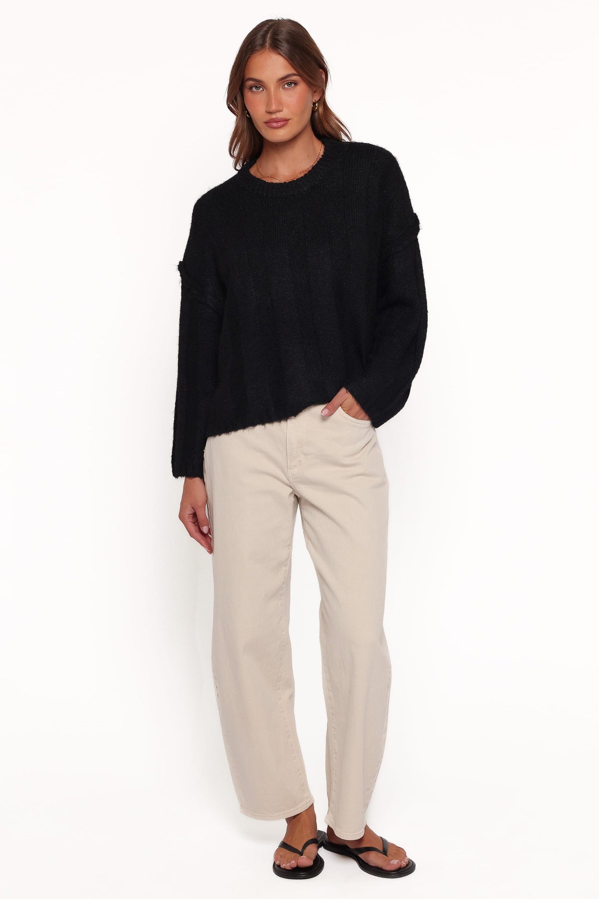 Mayven Boxy Wide Rib Sweater - Black