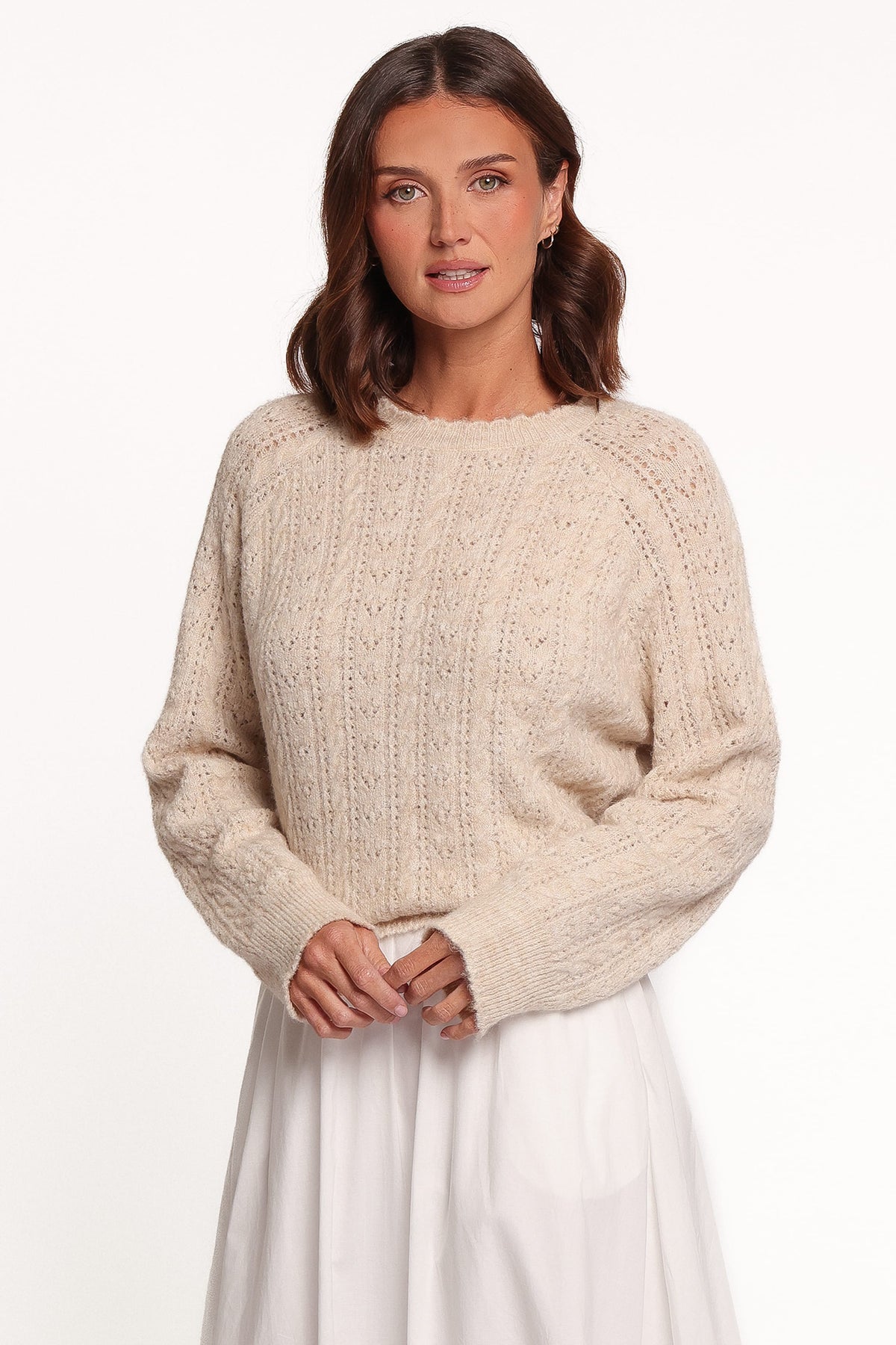 Reece Pointelle Sweater - Sand