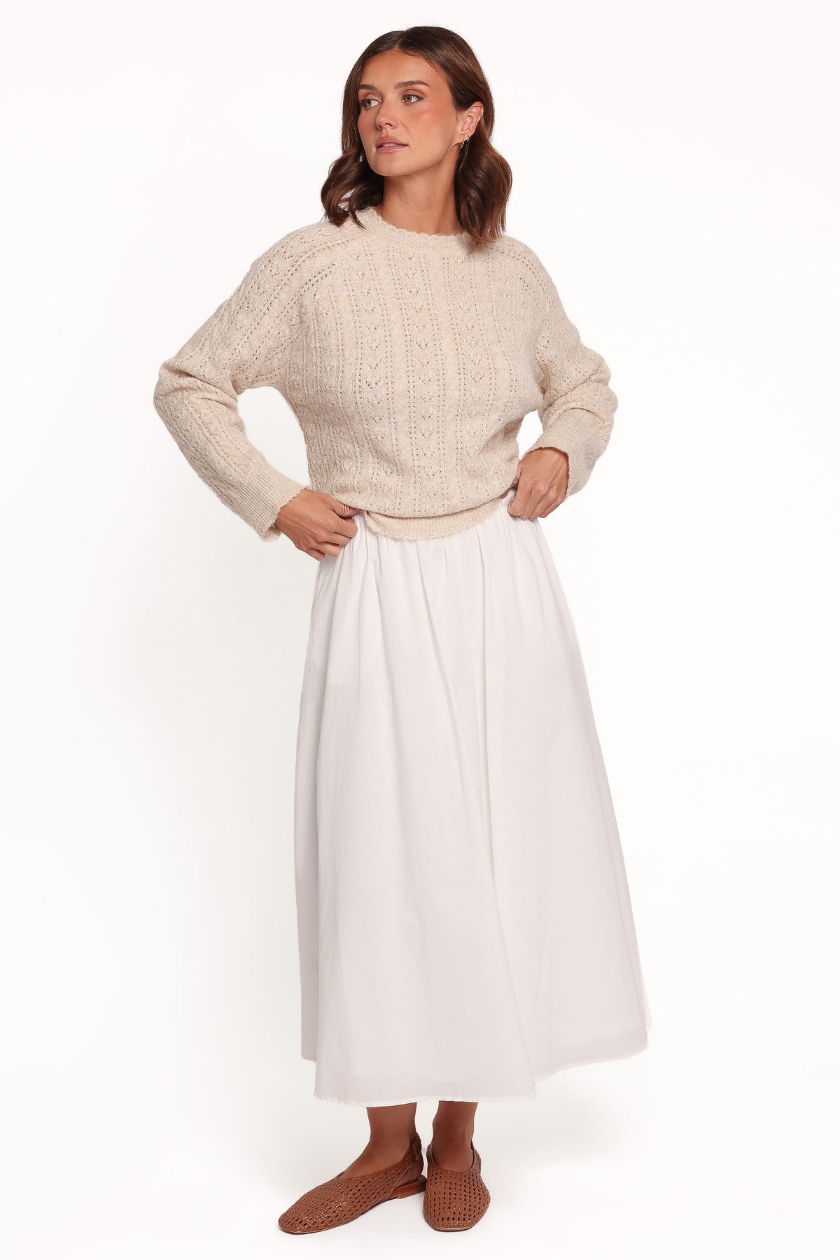Reece Pointelle Sweater - Sand