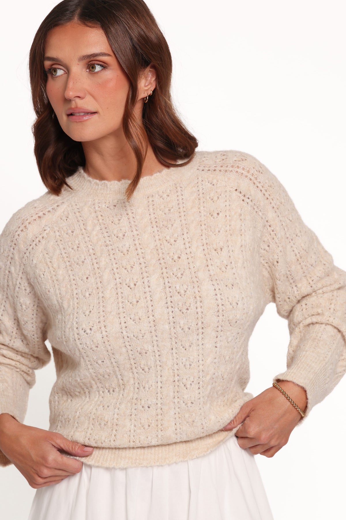 Reece Pointelle Sweater - Sand