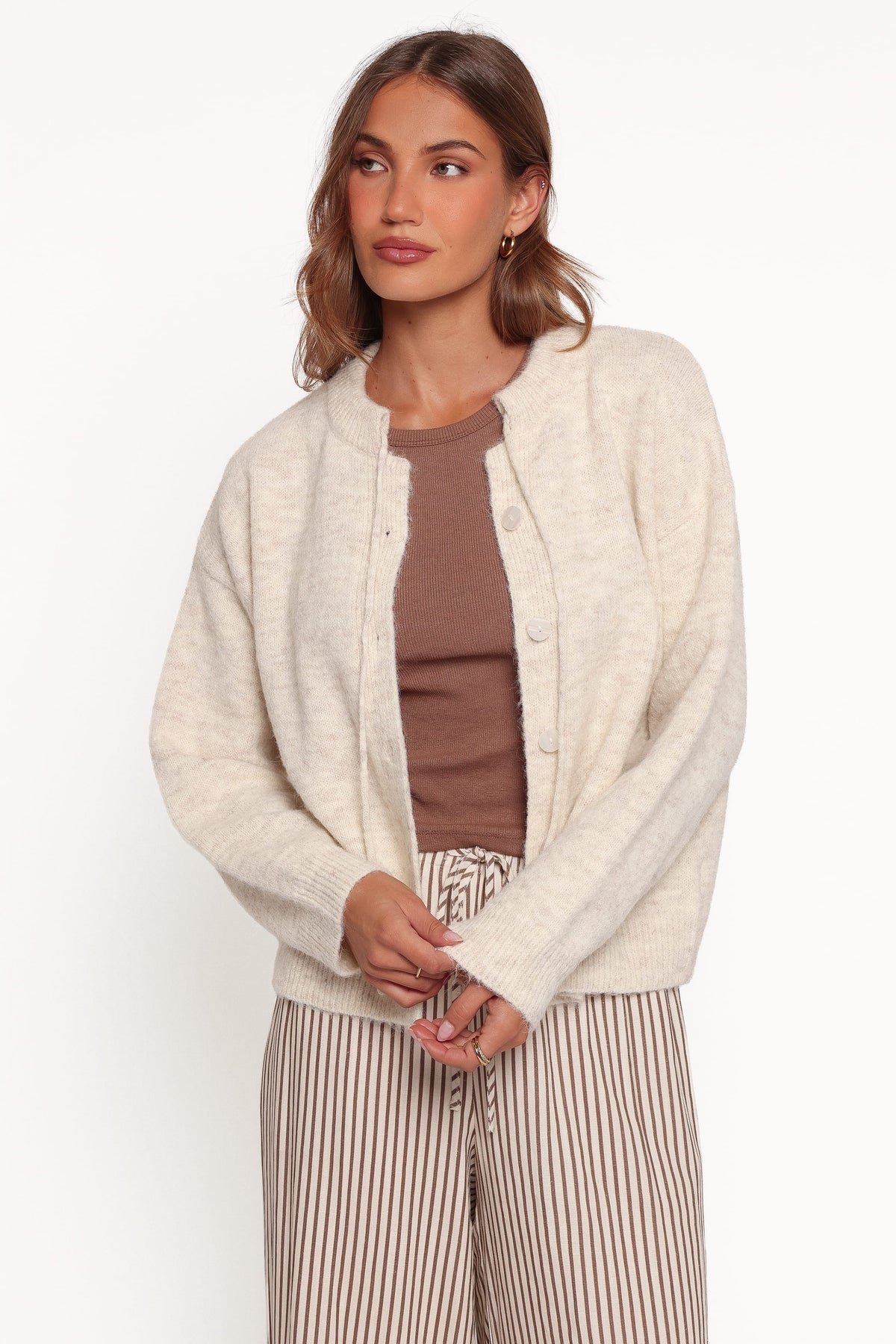 Rita Tie Cardigan - Beige Marle