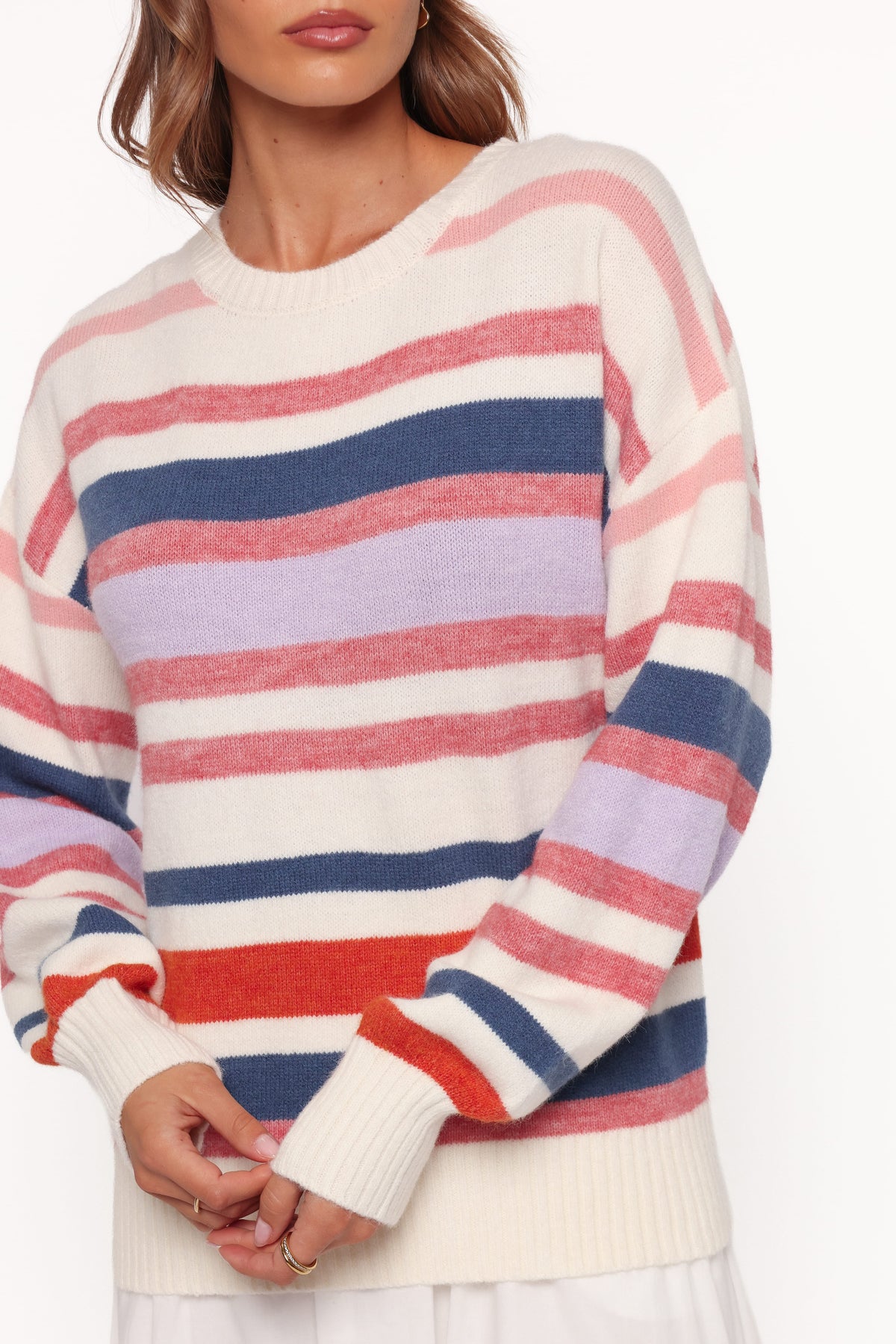 Saski Knit Sweater - Cream Multi Stripe