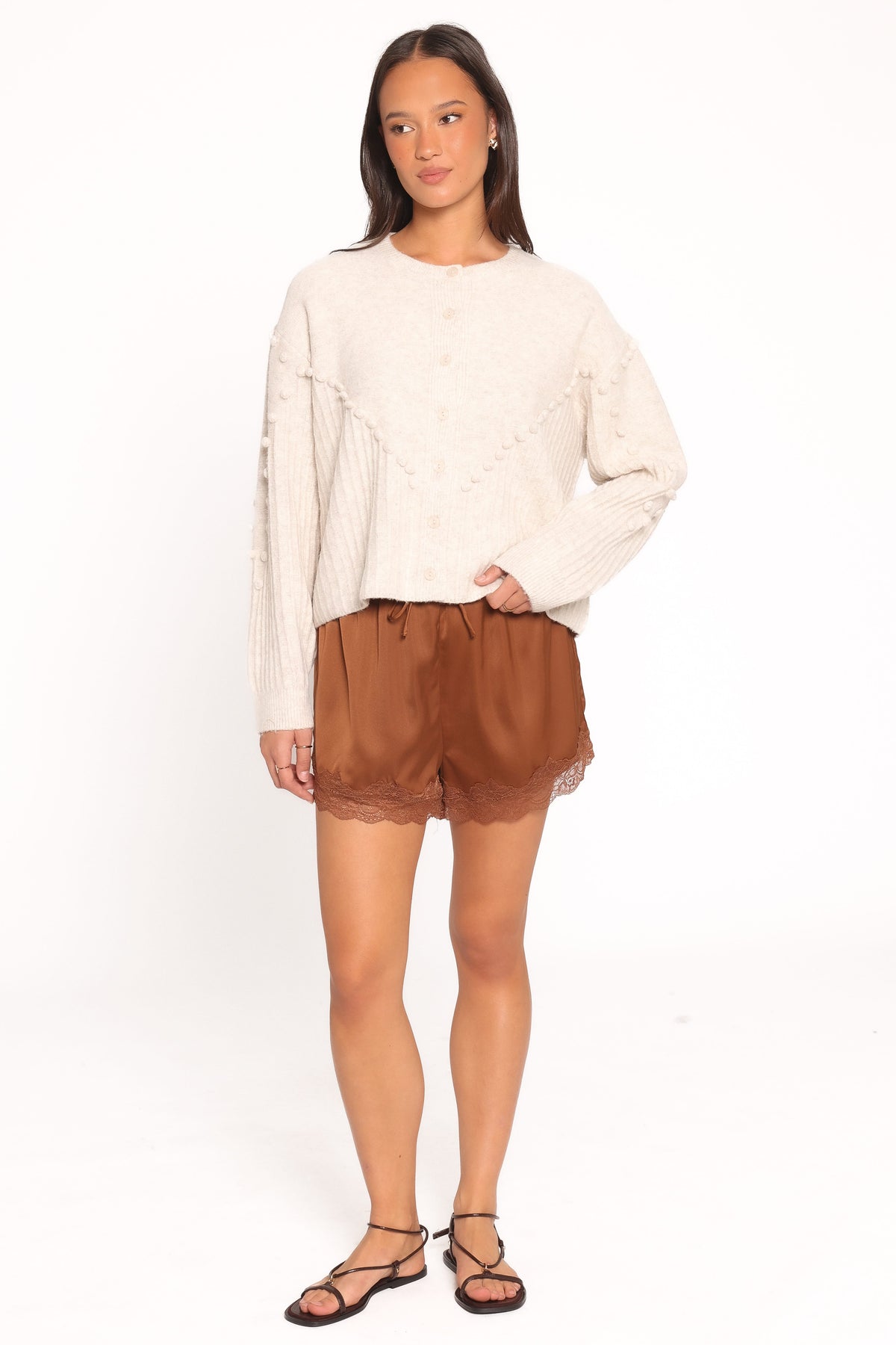 Tiziana Bobble Cardigan - Oatmeal