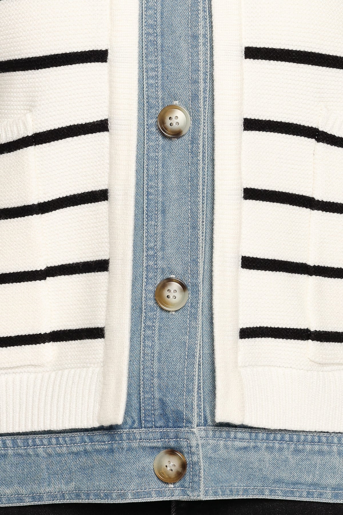 Uma Denim Collar Cardigan - Cream