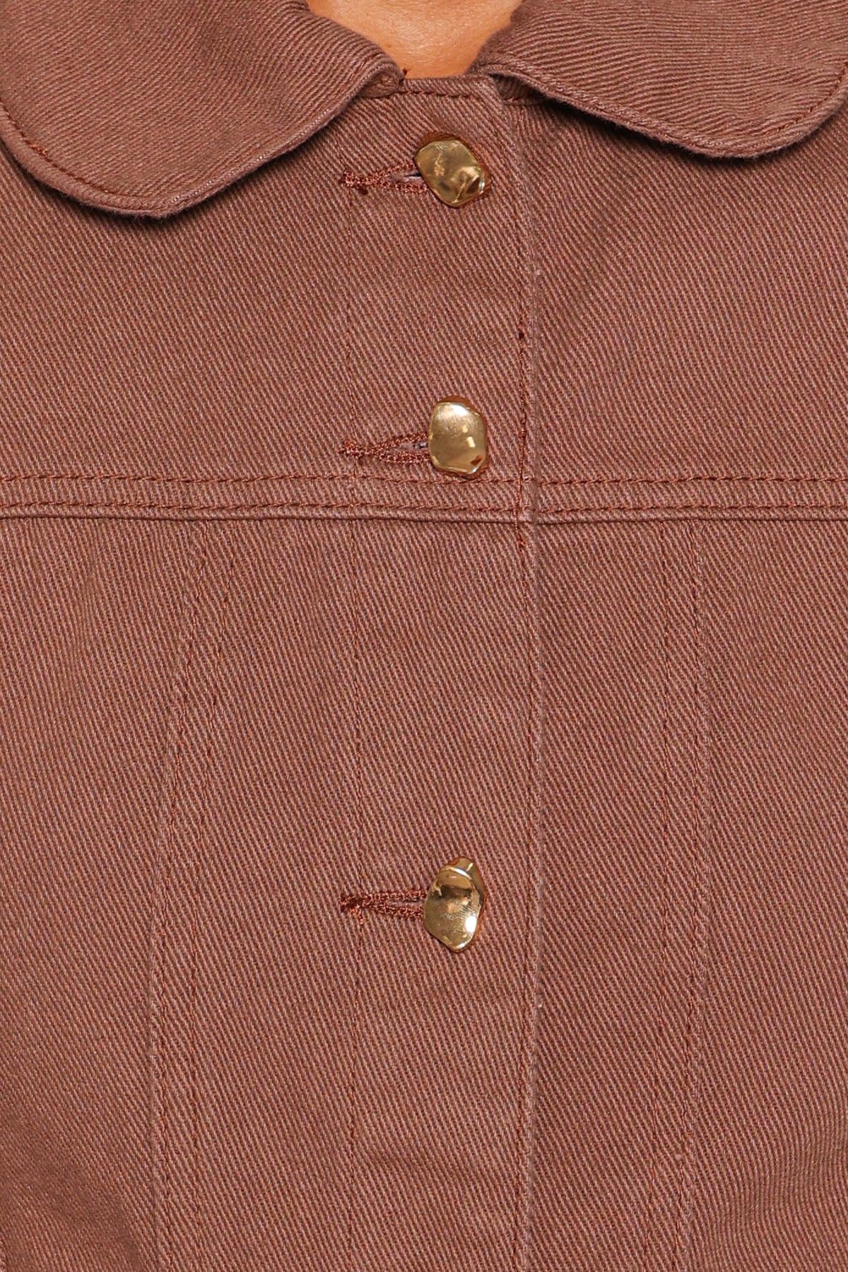 Faven Cropped Denim Jacket - Chocolate Brown