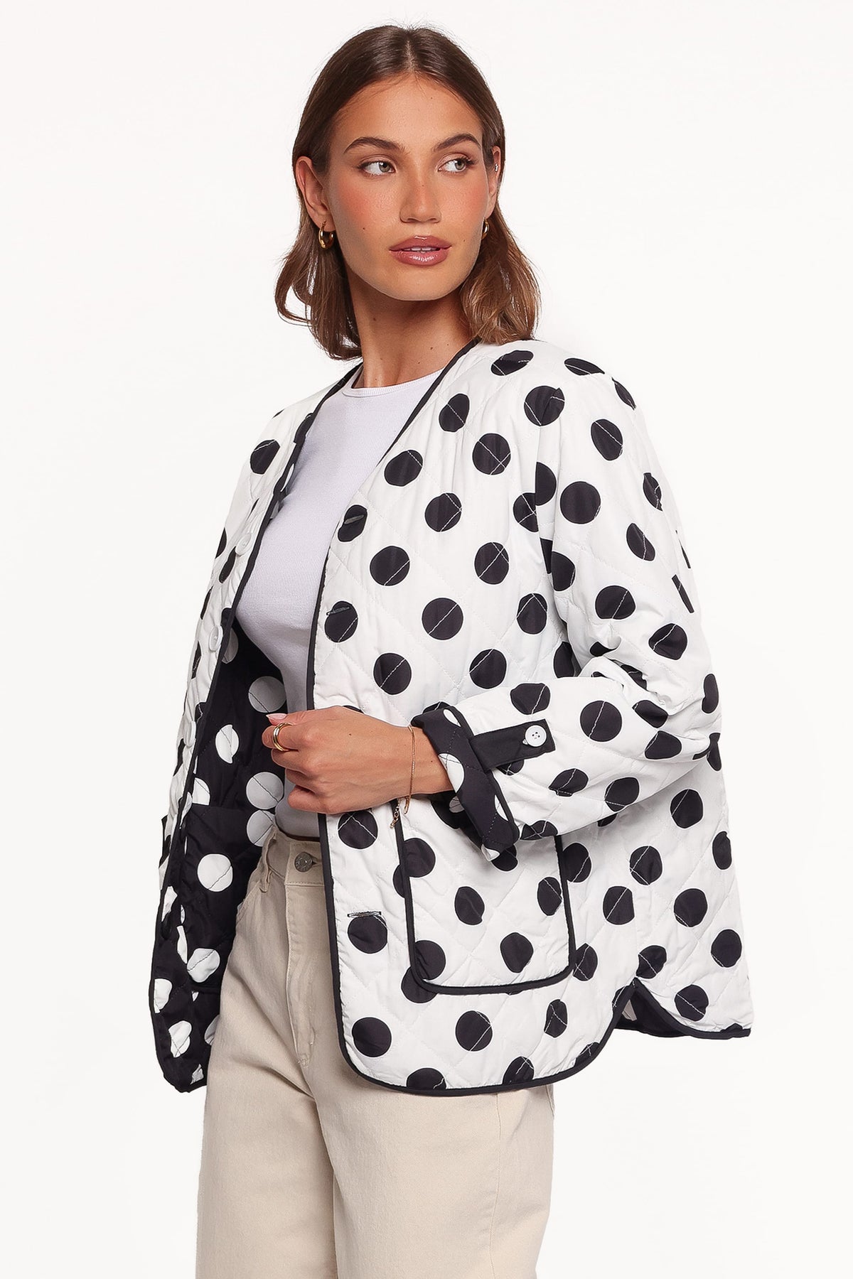 Immy Reversible Puffer Jacket - Black/White Dot