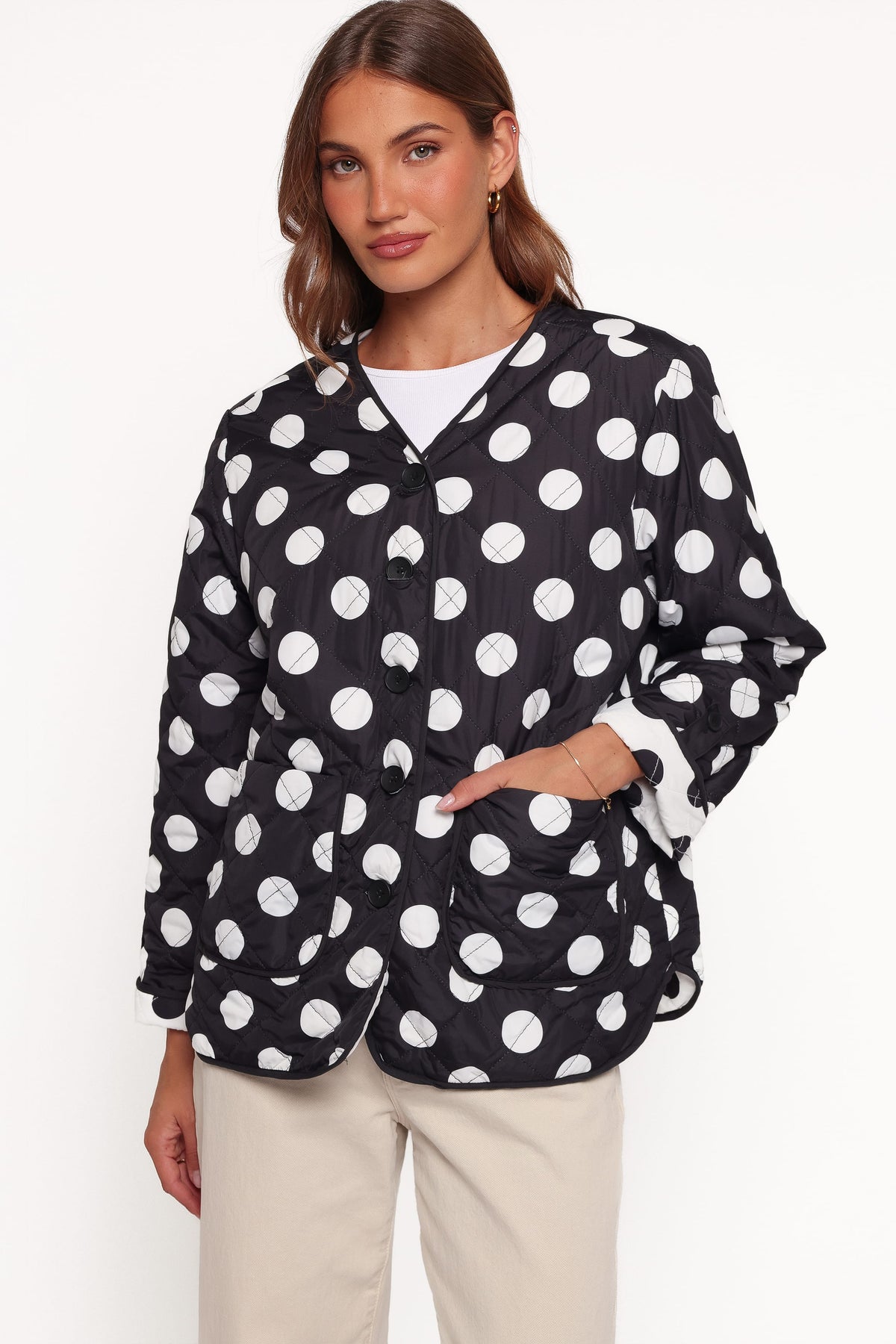 Immy Reversible Puffer Jacket - Black/White Dot