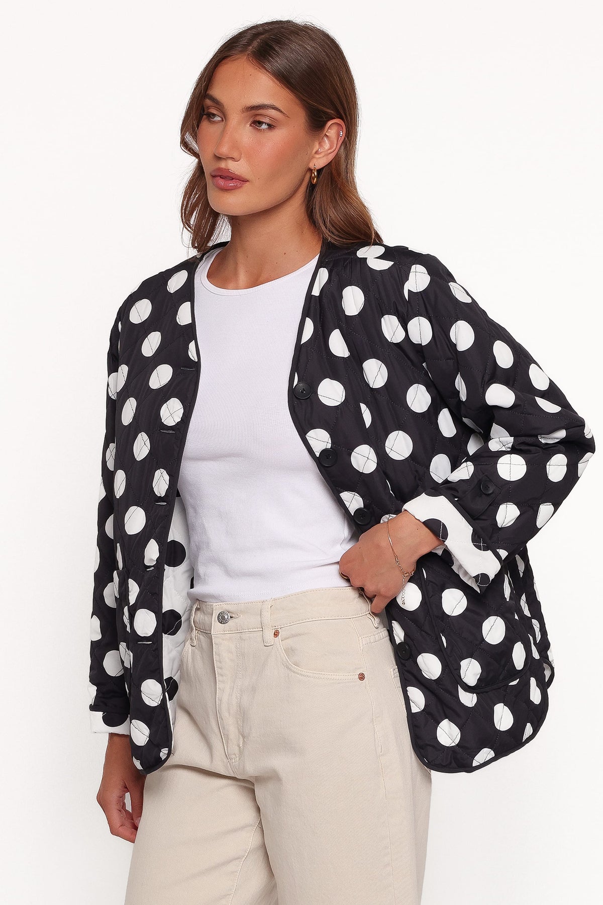 Immy Reversible Puffer Jacket - Black/White Dot