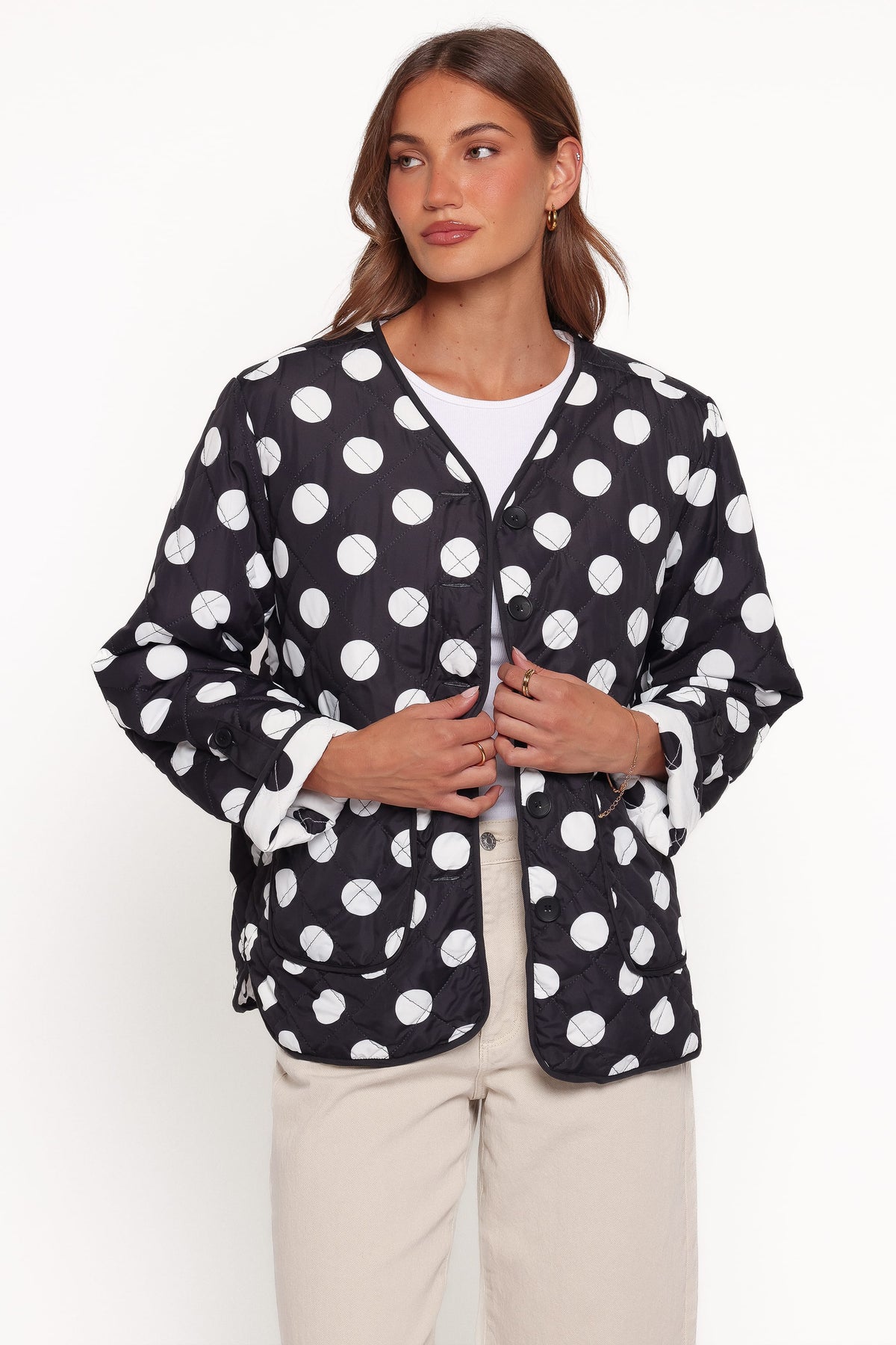 Immy Reversible Puffer Jacket - Black/White Dot