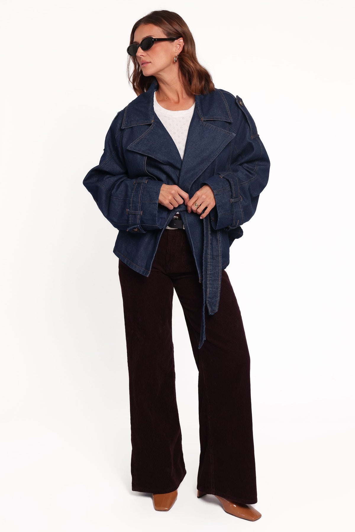Miranda Cropped Denim Trench - Indigo Wash