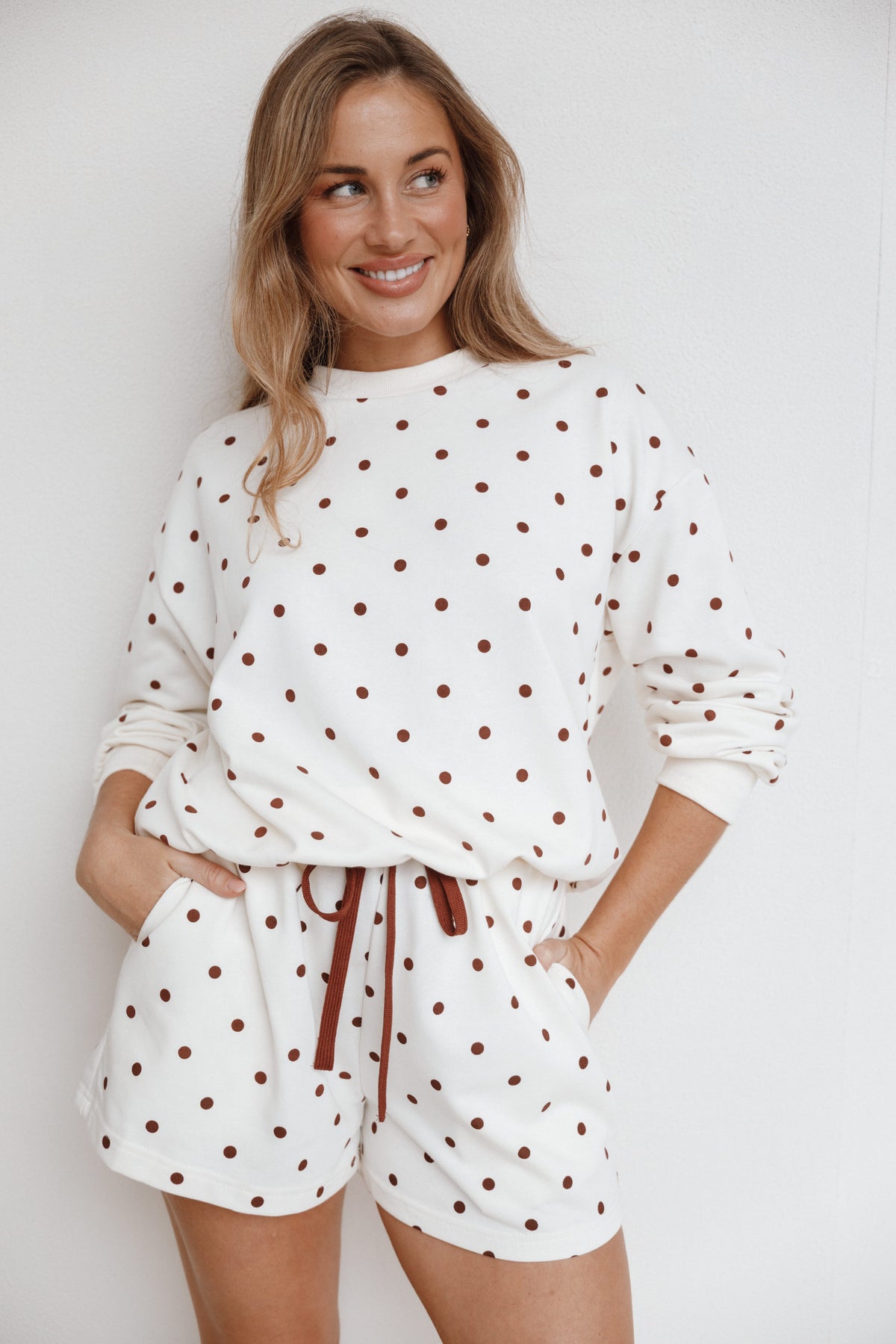 Novie Sweatshirt - Brown Polka Dot