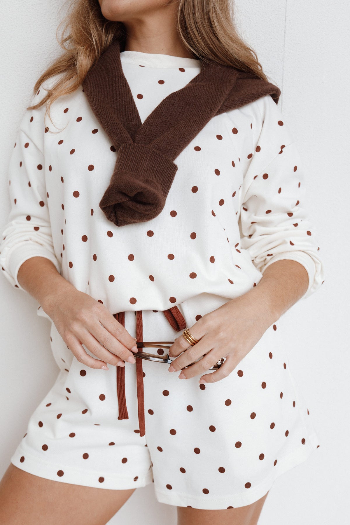 Novie Sweatshirt - Brown Polka Dot