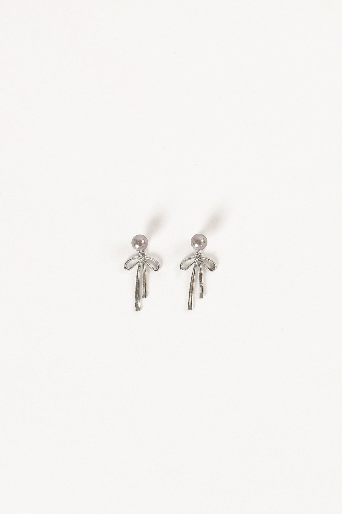Elena Bow Earrings - Silver
