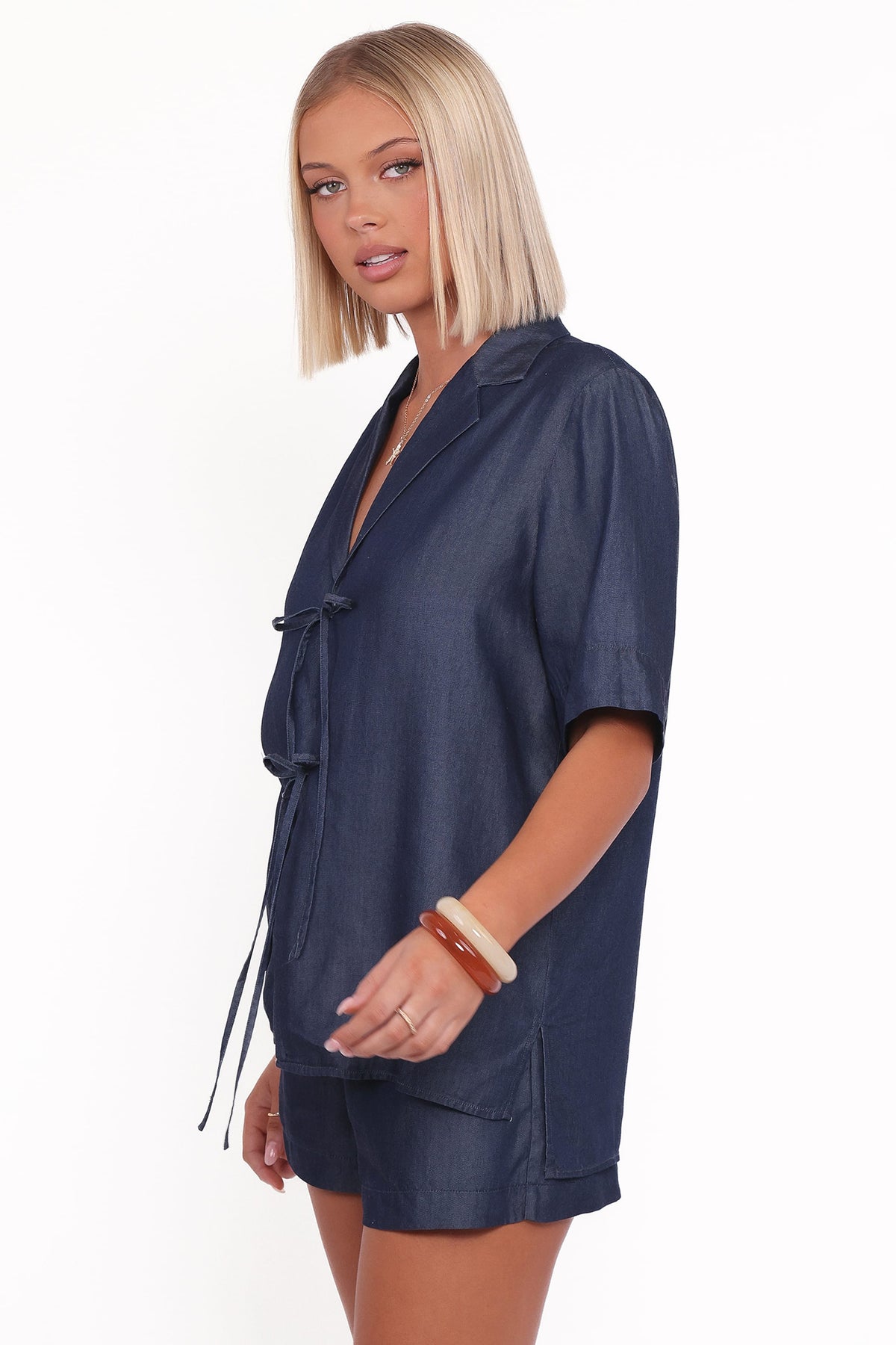 Aaliyah Chambray Shorts - Dark Wash