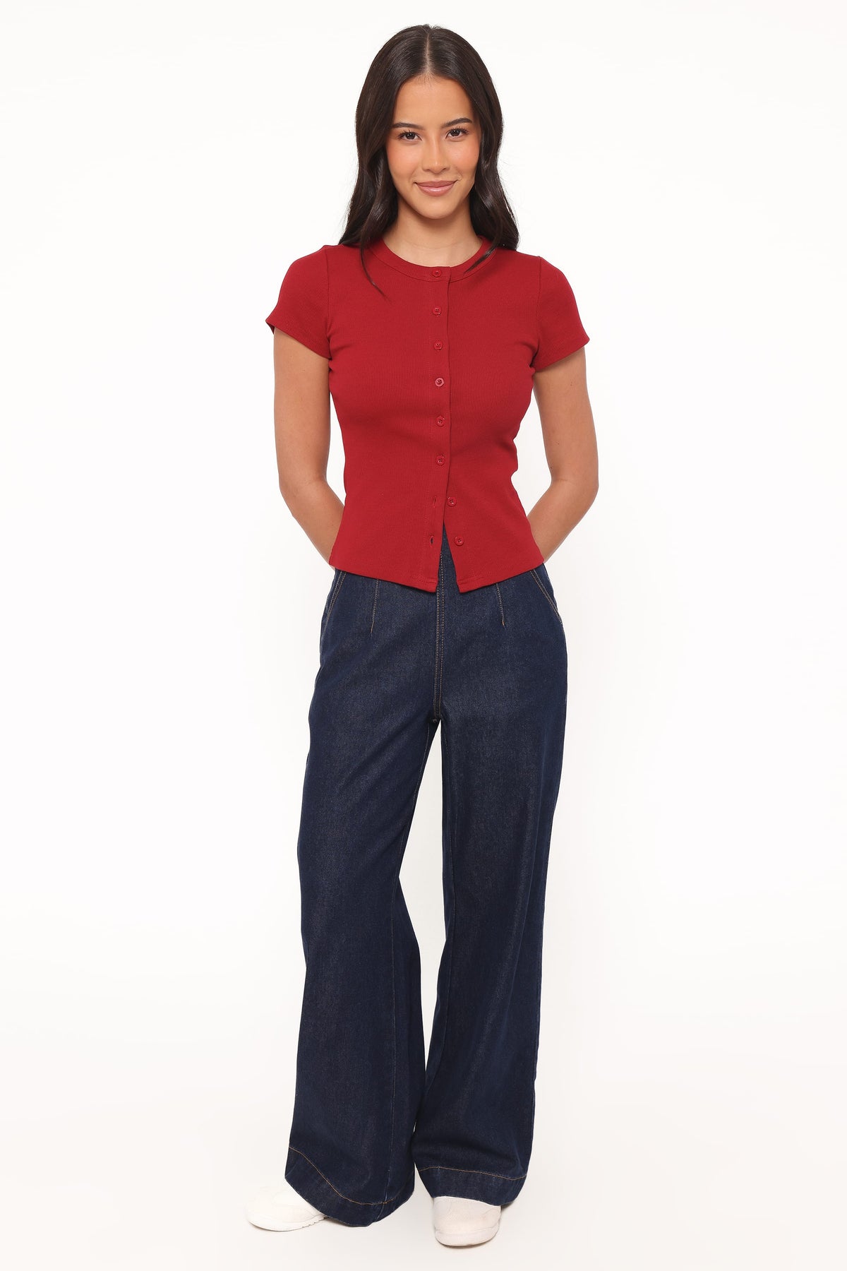Evandra Straight Leg Denim Trouser Pant - Indigo