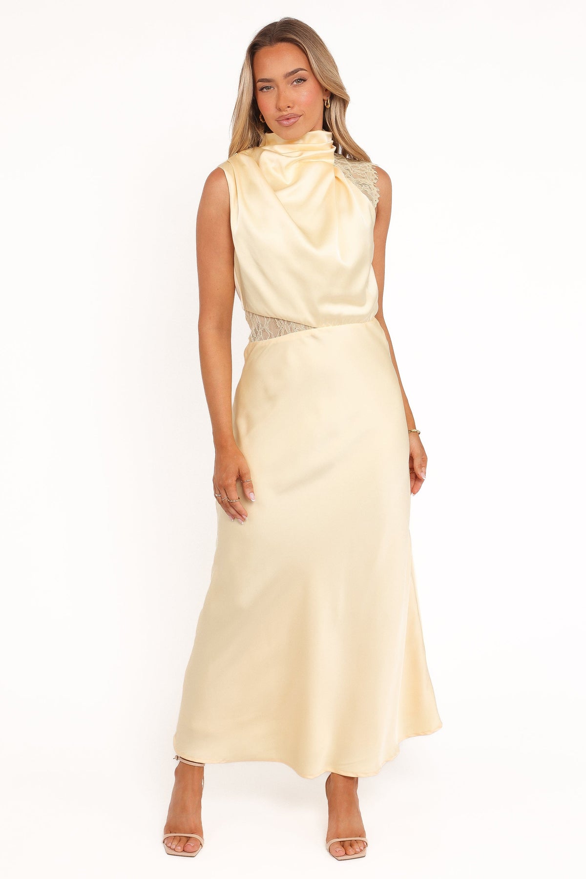 Anabelle Halter Neck Lace Maxi Dress - Butter Yellow