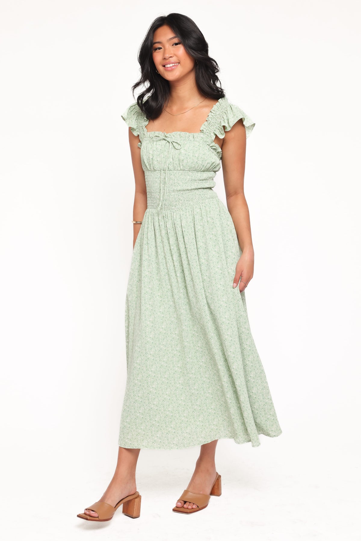 Bronte Midi Dress - Green Floral