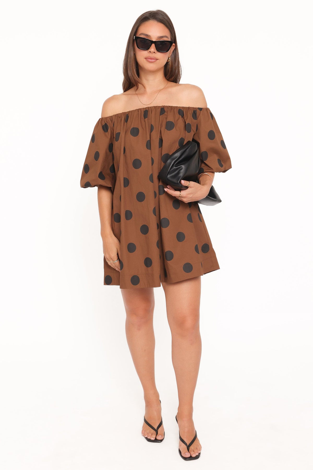 Eddie Mini Dress - Brown Polka Dot