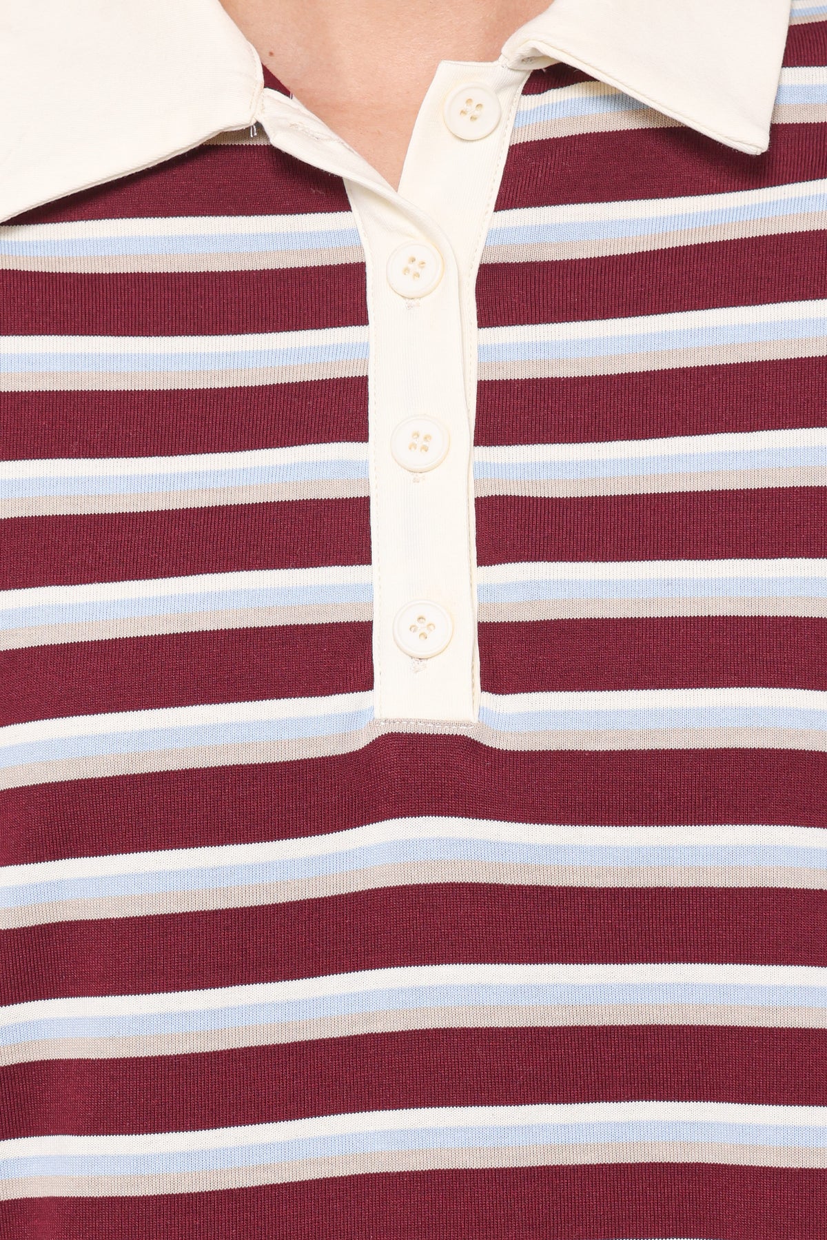 Gordie Mini Dress - Burgundy Stripe