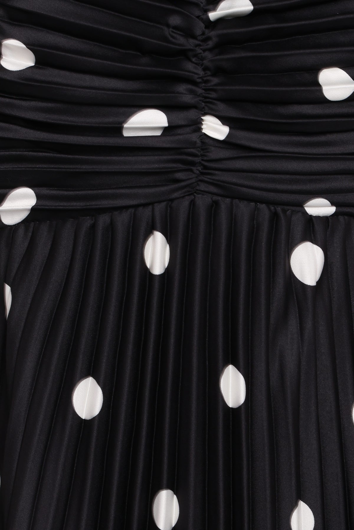 Naira Pleated Maxi Dress - Black Polka Dot