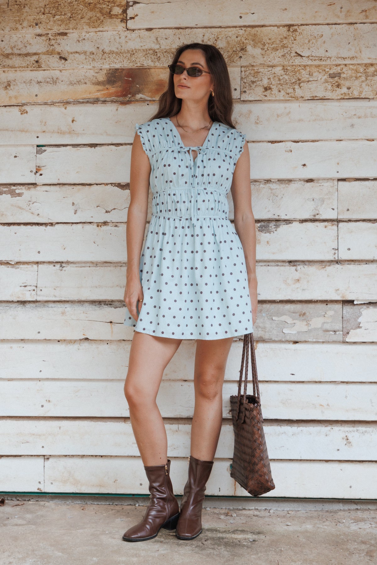 Pipper Mini Dress - Blue Polka Dot