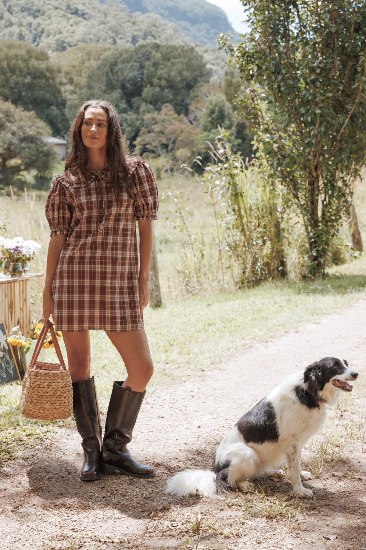Yaris Mini Dress - Burgundy Plaid