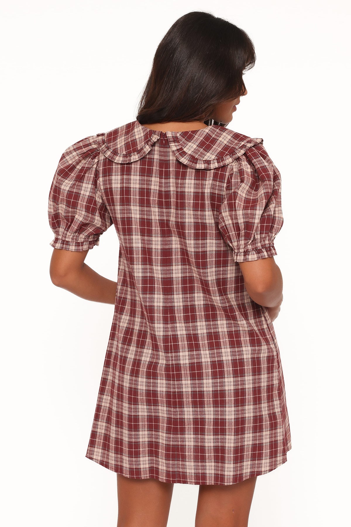 Yaris Mini Dress - Burgundy Plaid