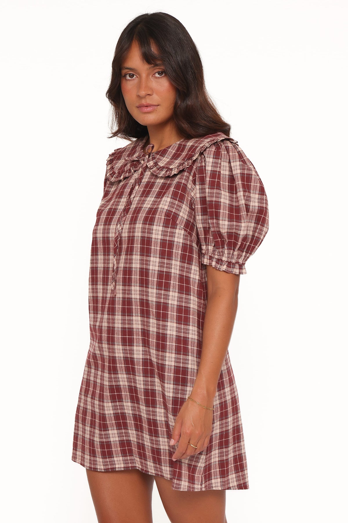 Yaris Mini Dress - Burgundy Plaid