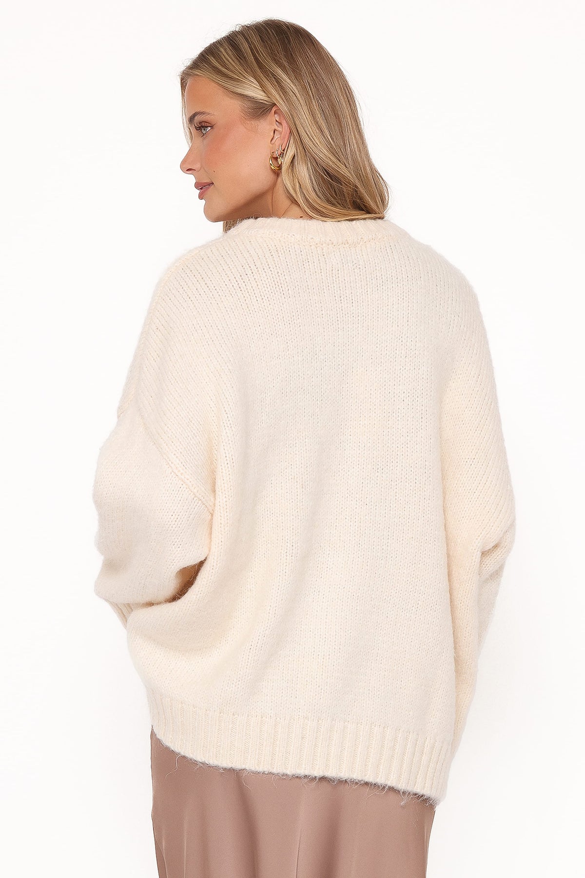 Lloyd Oversized Crew Knit Sweater - Cream