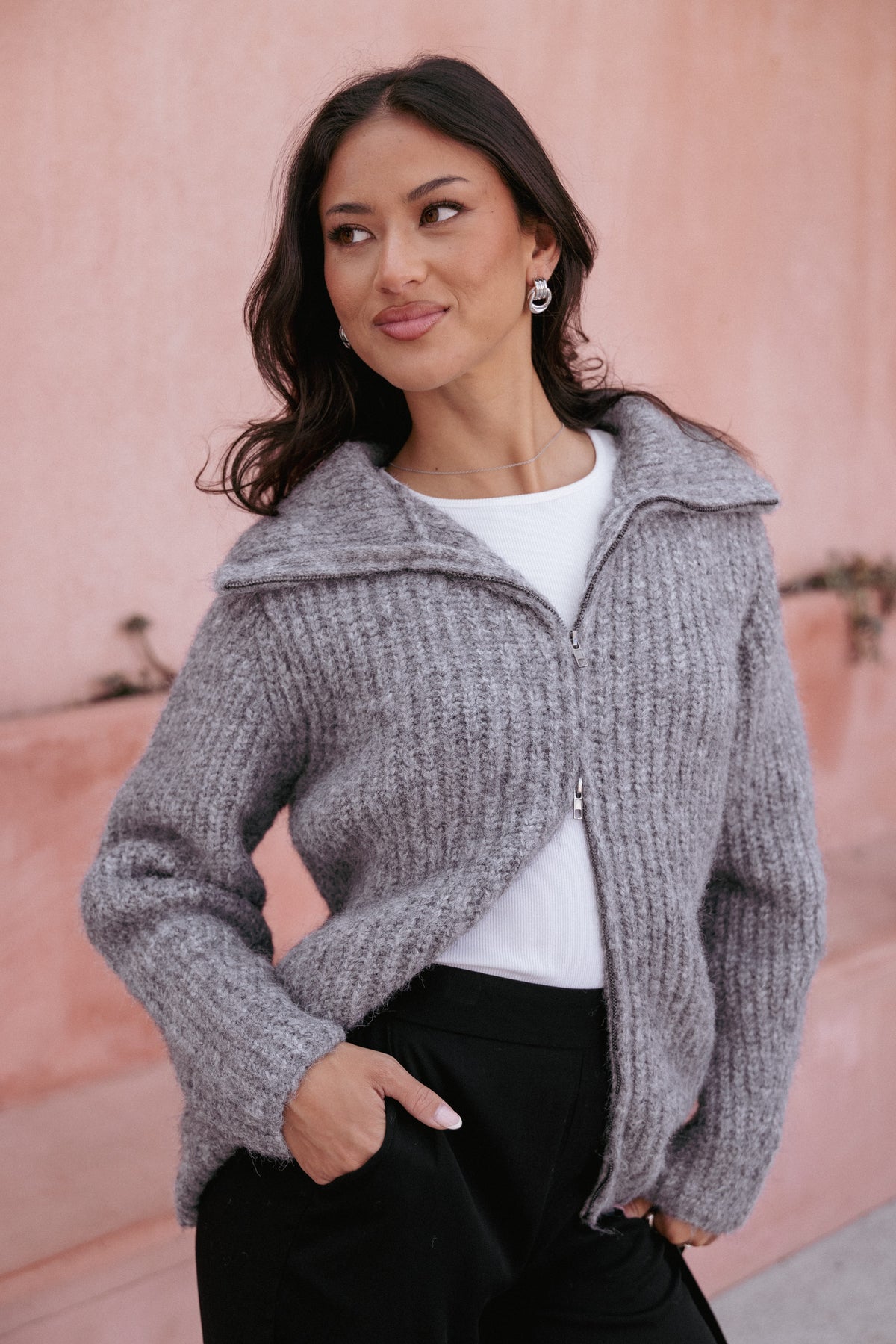 Miffy Zip Through Cardigan - Grey