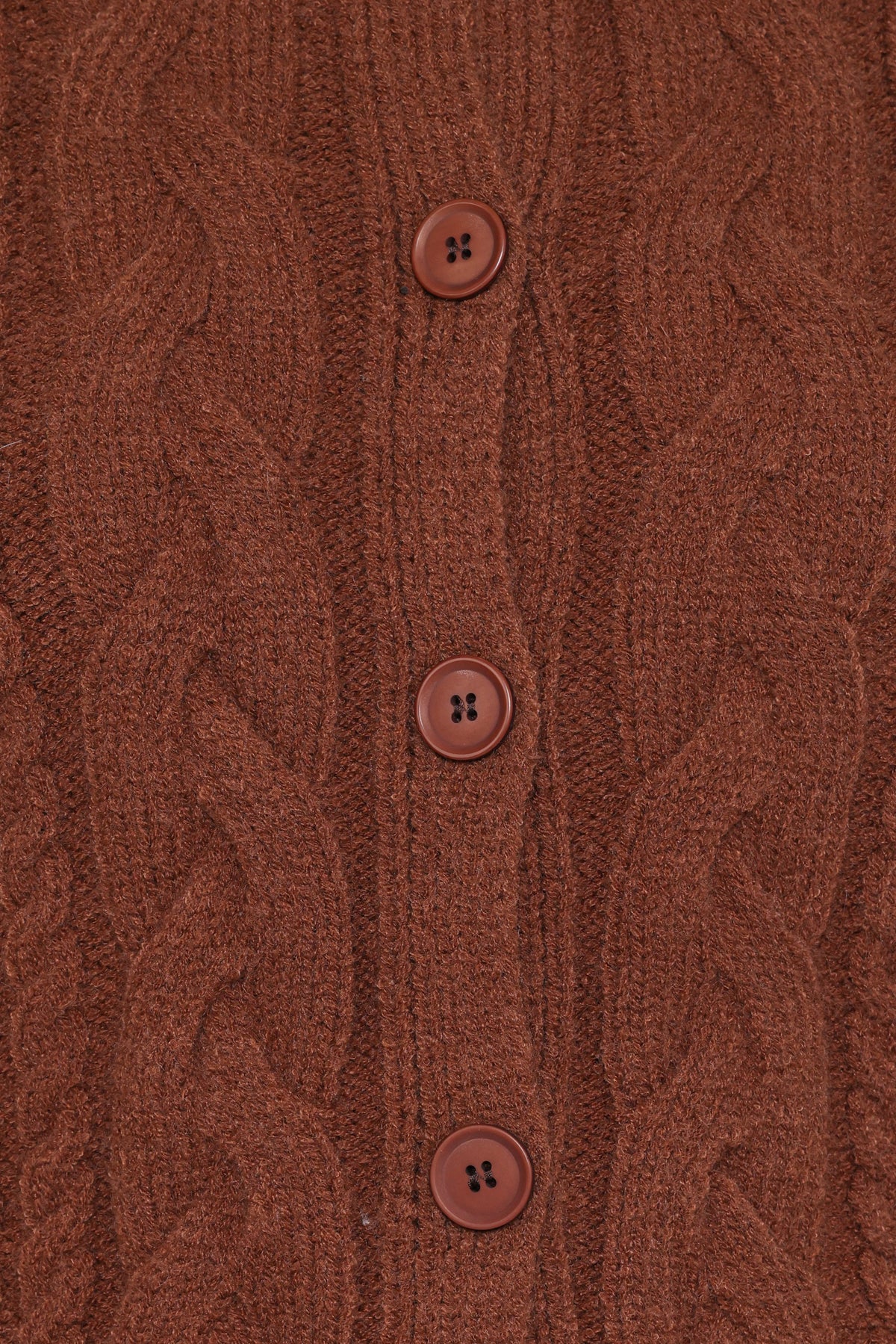 Nika Cable Knit Cardigan - Brown