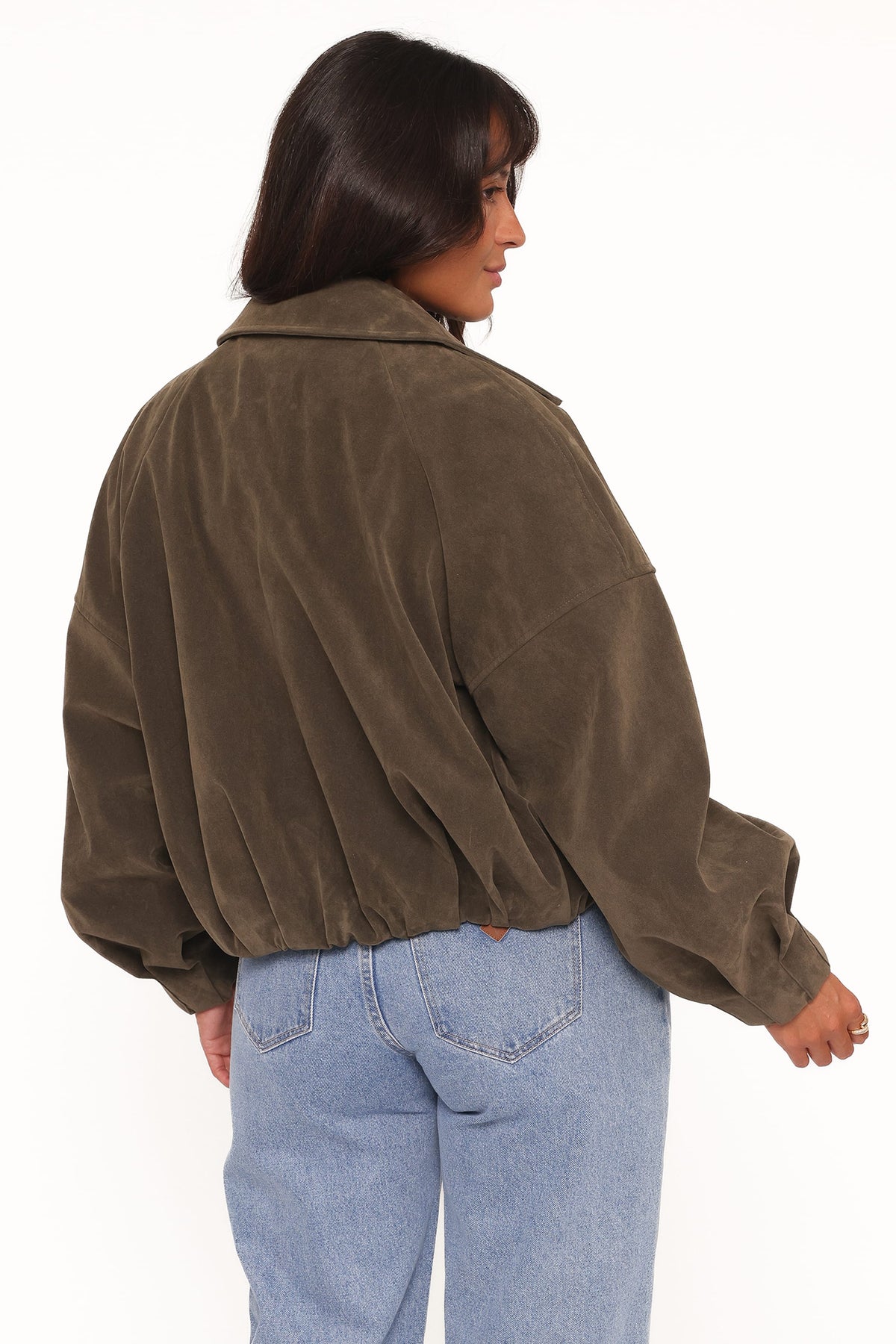 Jensen Faux Suede Bomber Jacket - Olive