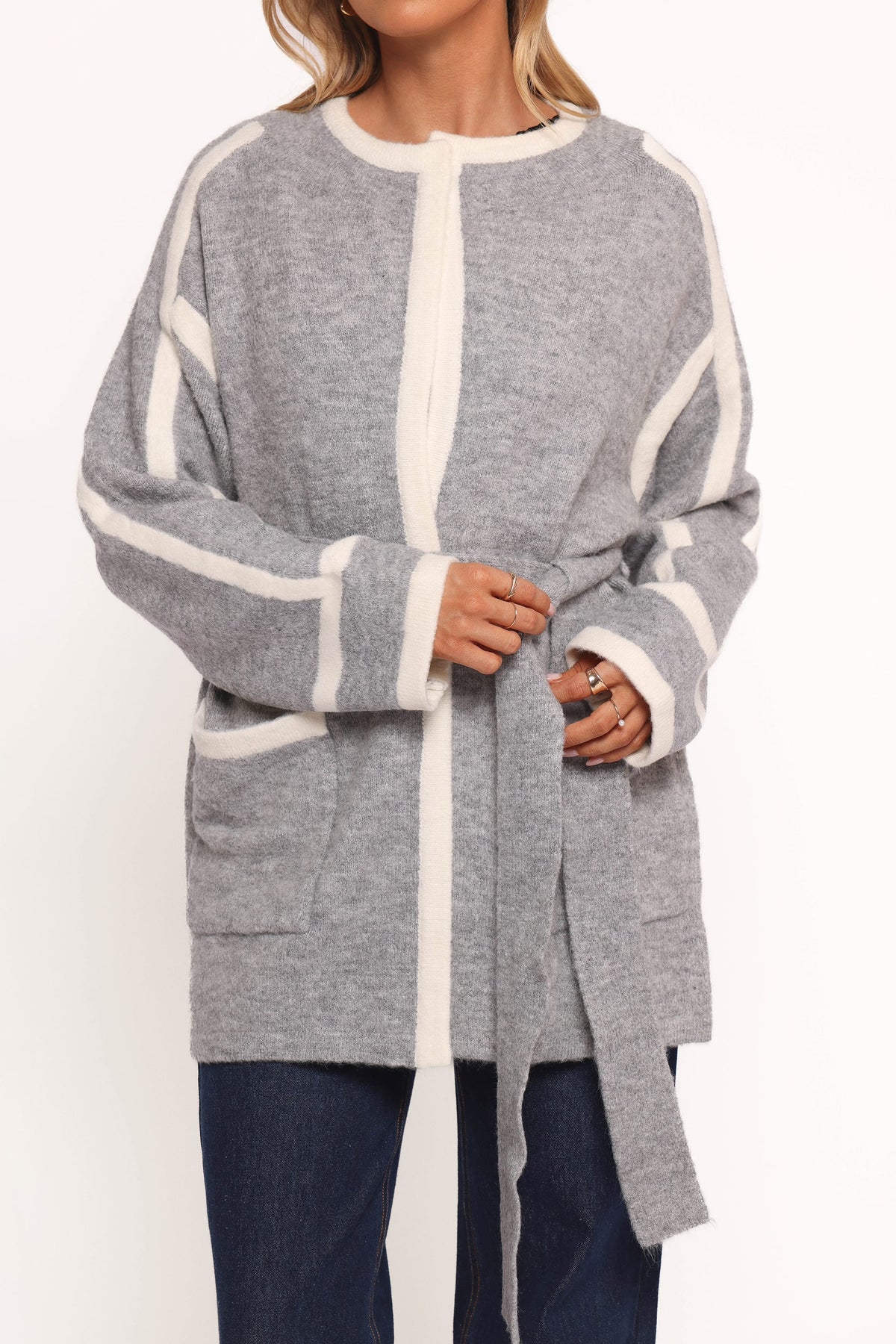 Maloney Tie Front Coatigan - Grey