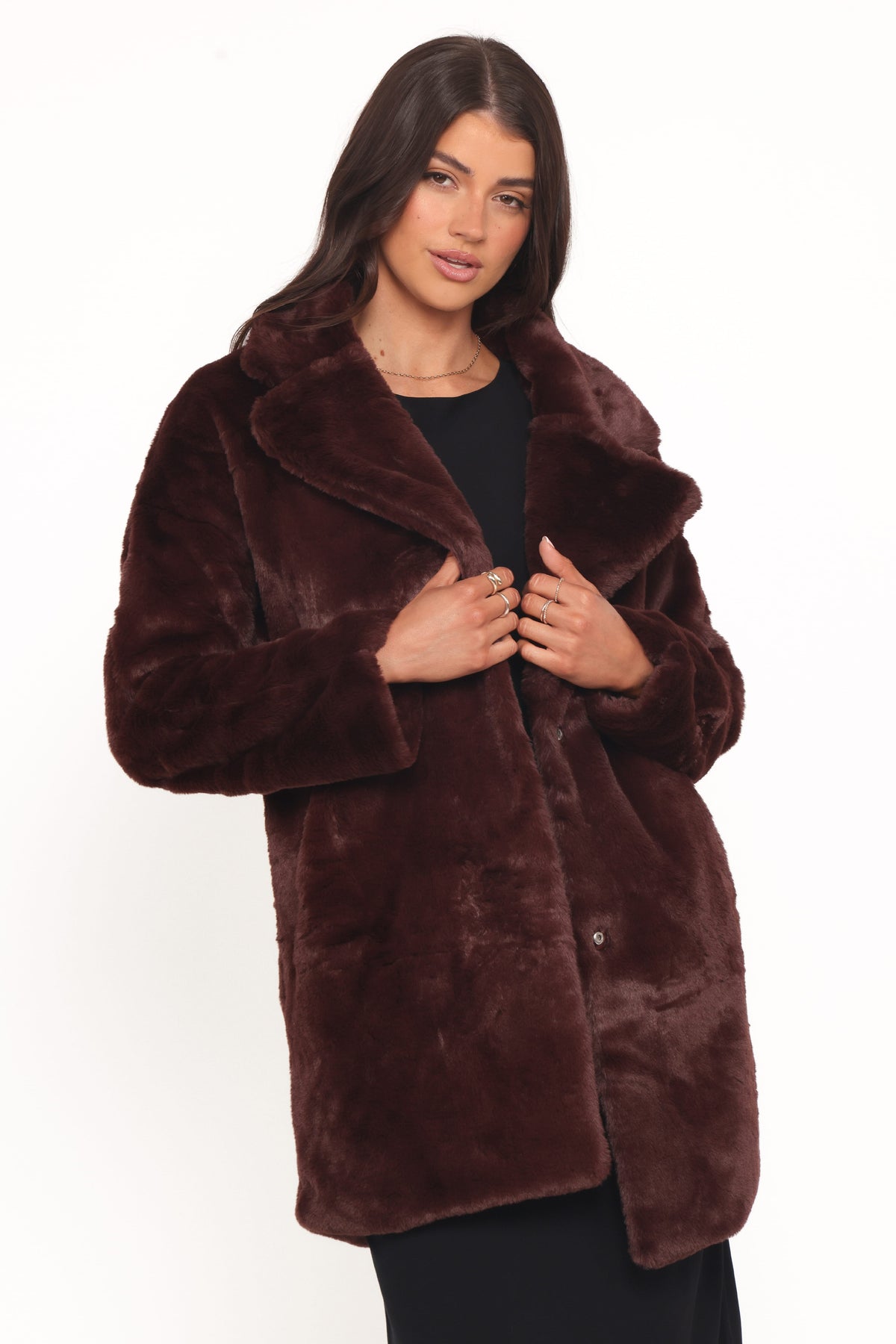 Meeka Faux Fur Jacket - Burgundy