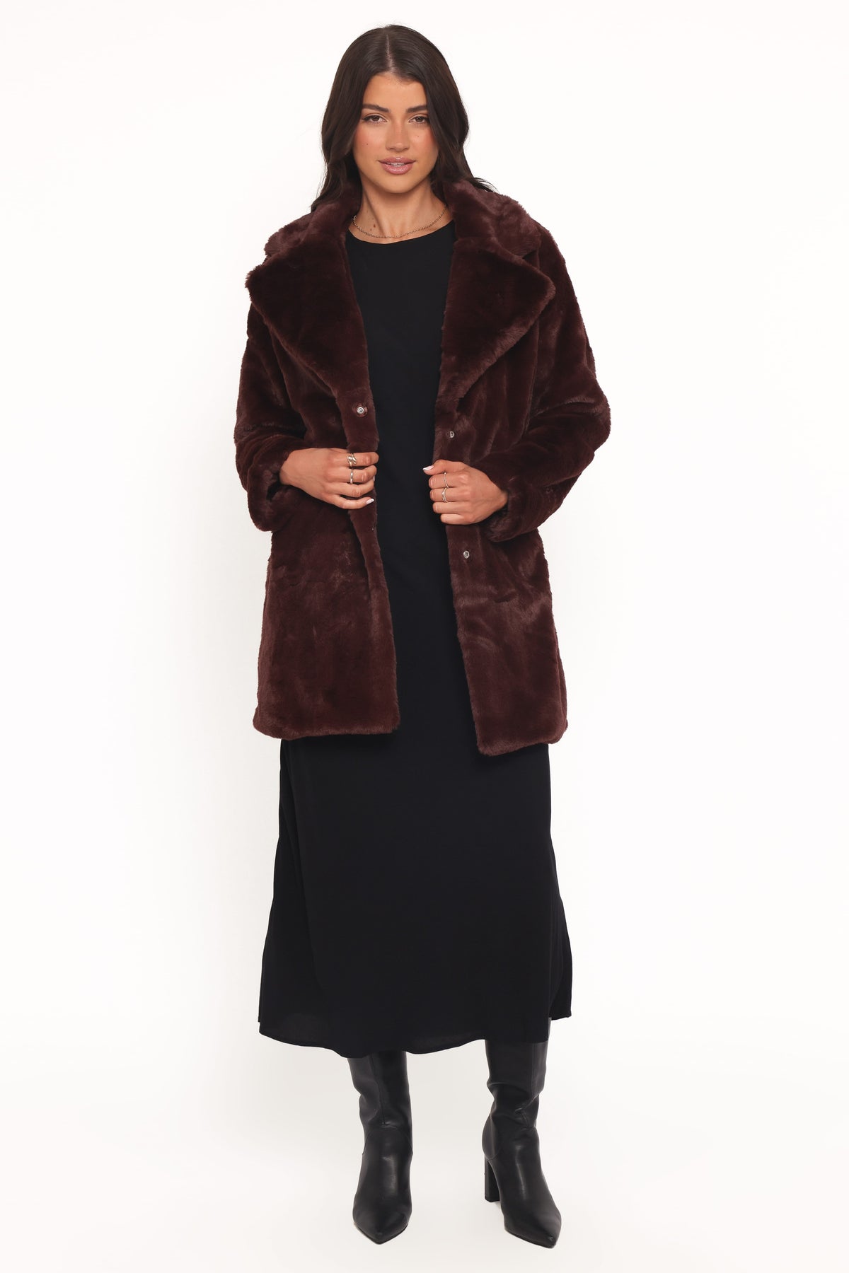 Meeka Faux Fur Jacket - Burgundy