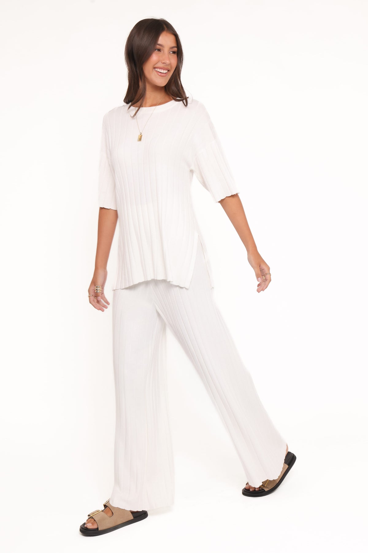 Alix Ribbed Knit Set - Cream