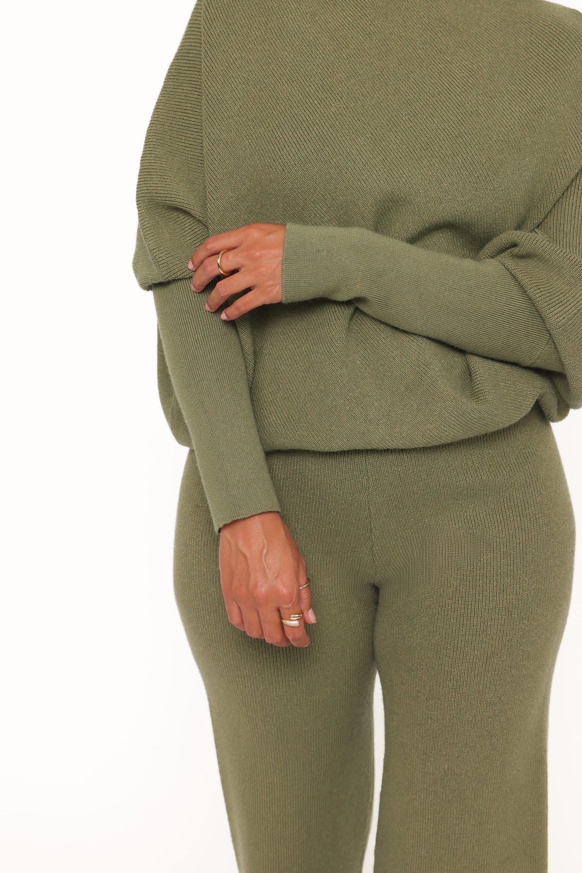 Gennie Knitted Pant Set - Avocado